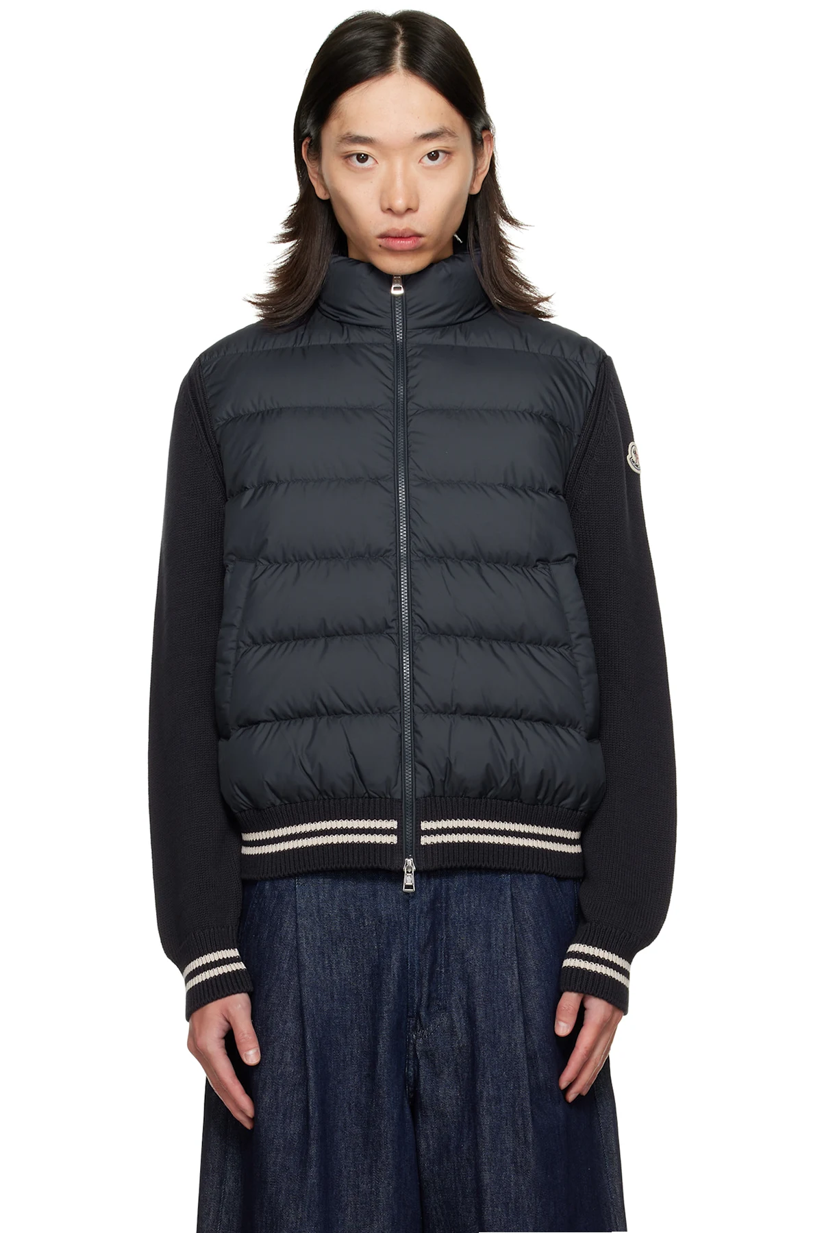 Navy Padded Cotton Down Jacket