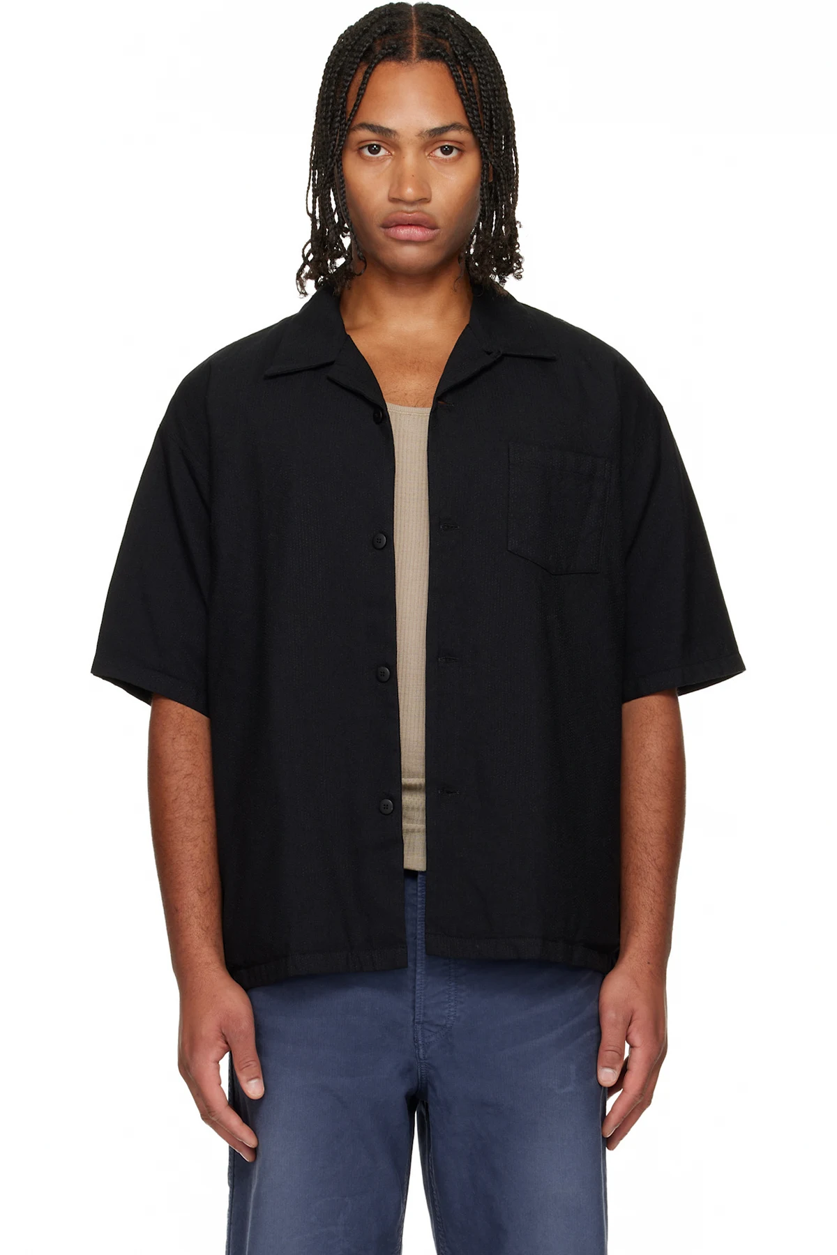 Black Wallis Short Sleeve Down Shirt