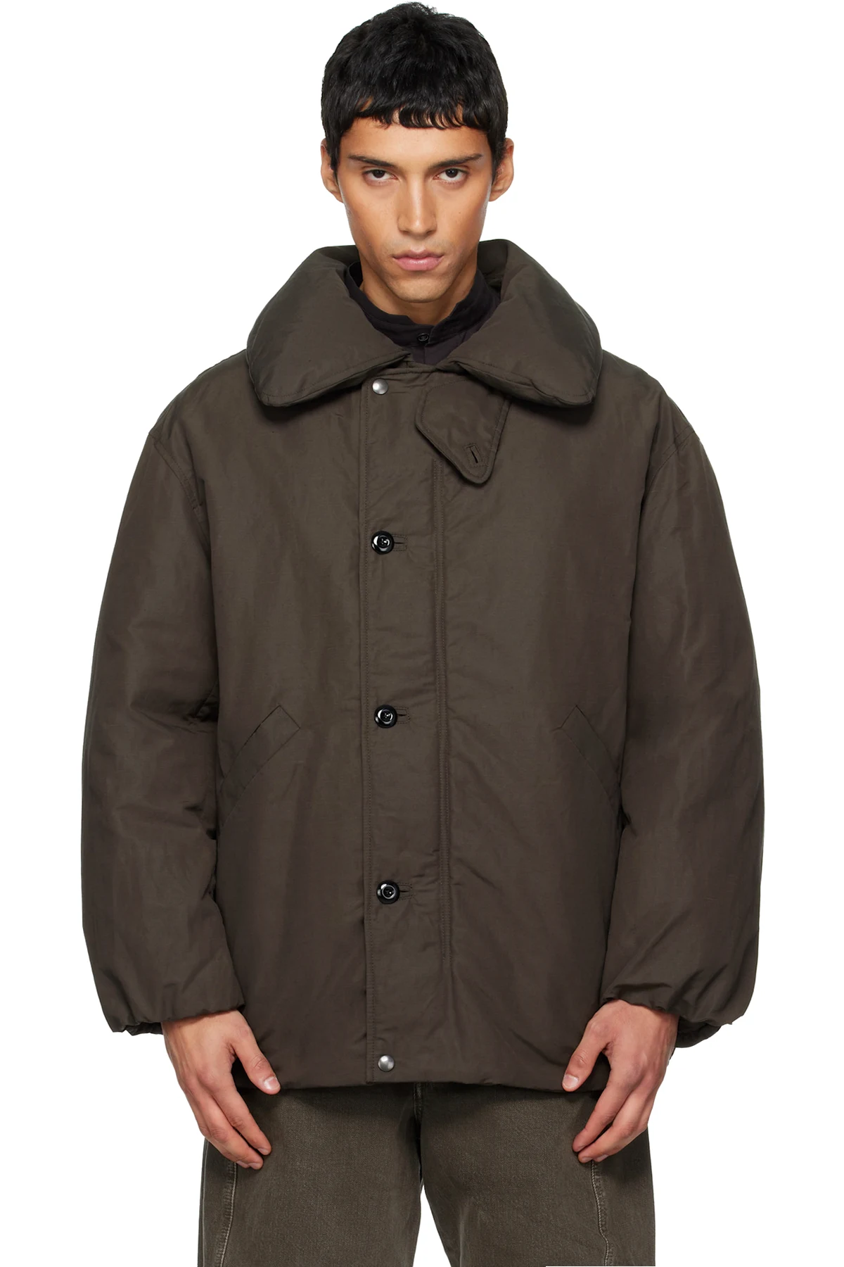 Brown Puffer Blouson Down Jacket