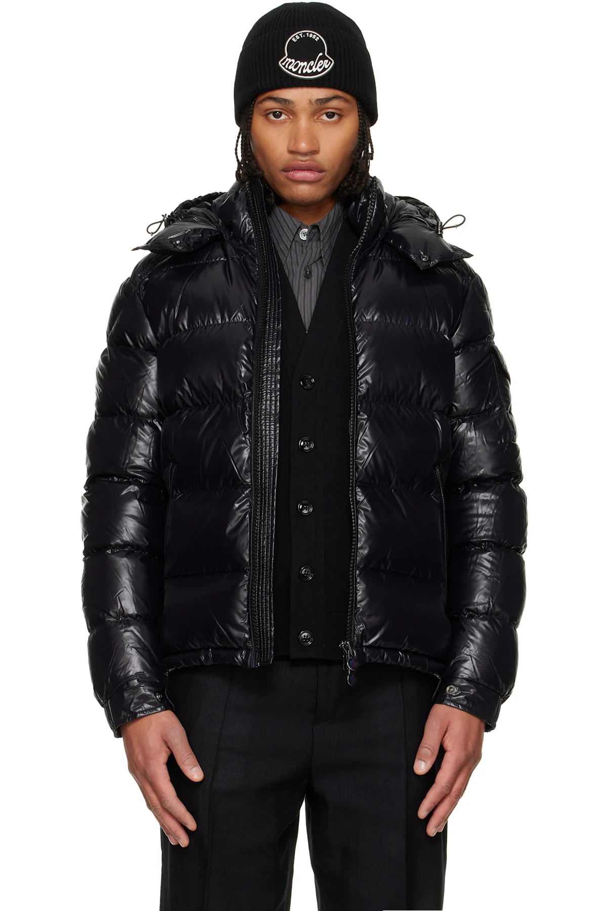 Black Maya Hooded Short Down Jacket