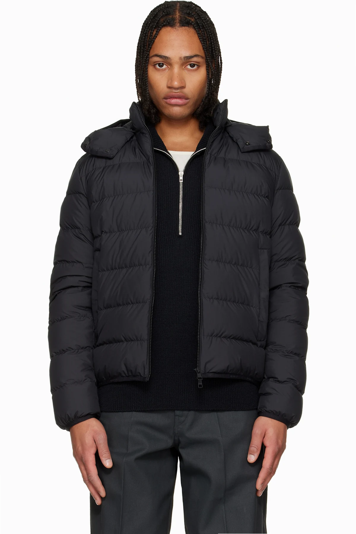Black Montbrocq Hooded Short Down Jacket