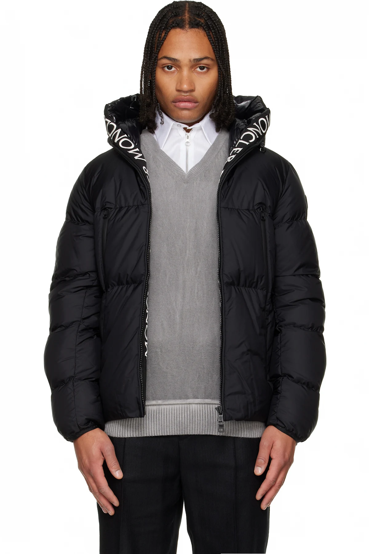 Black Montcla Hooded Short Down Jacket