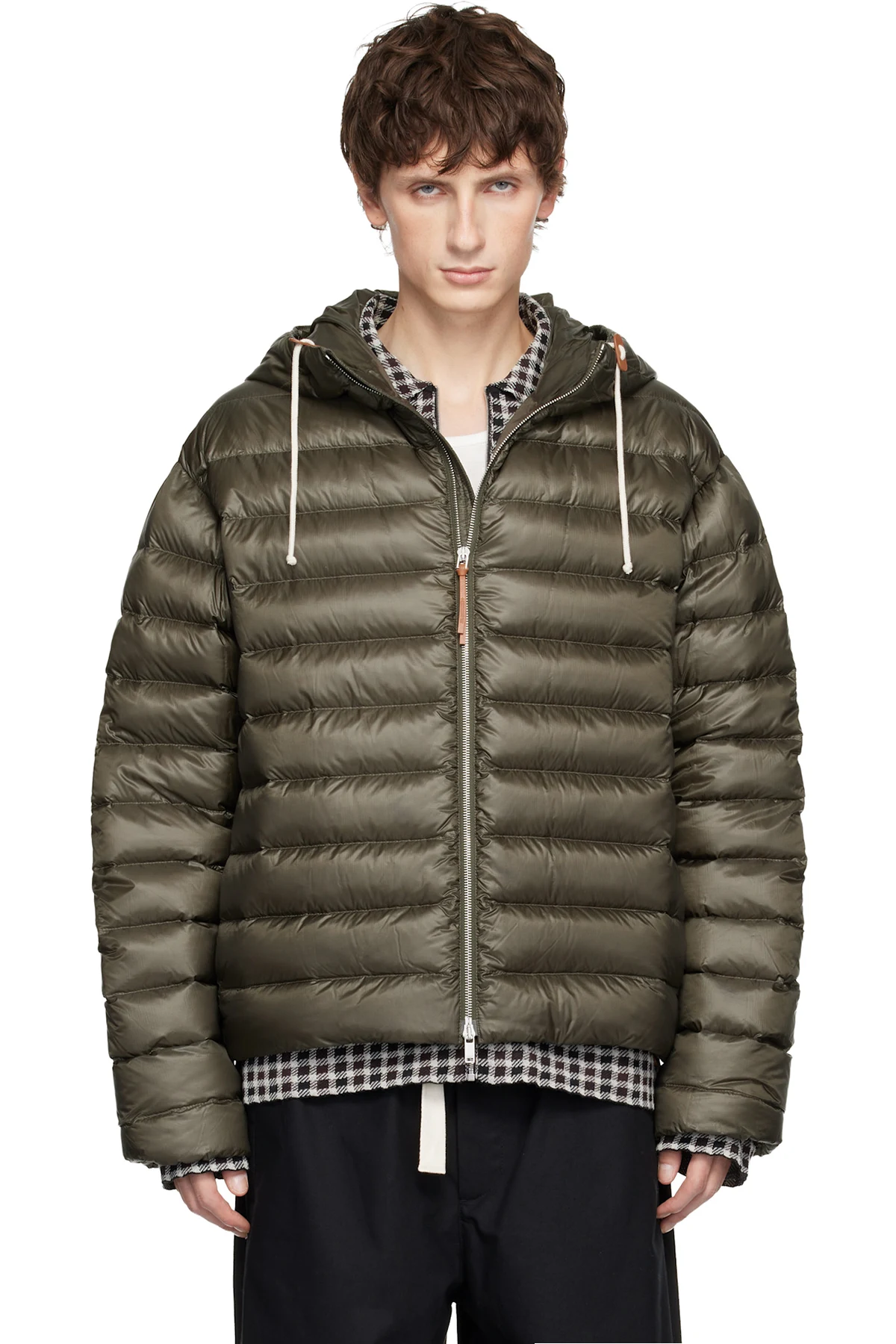 Khaki Hooded Down Jacket