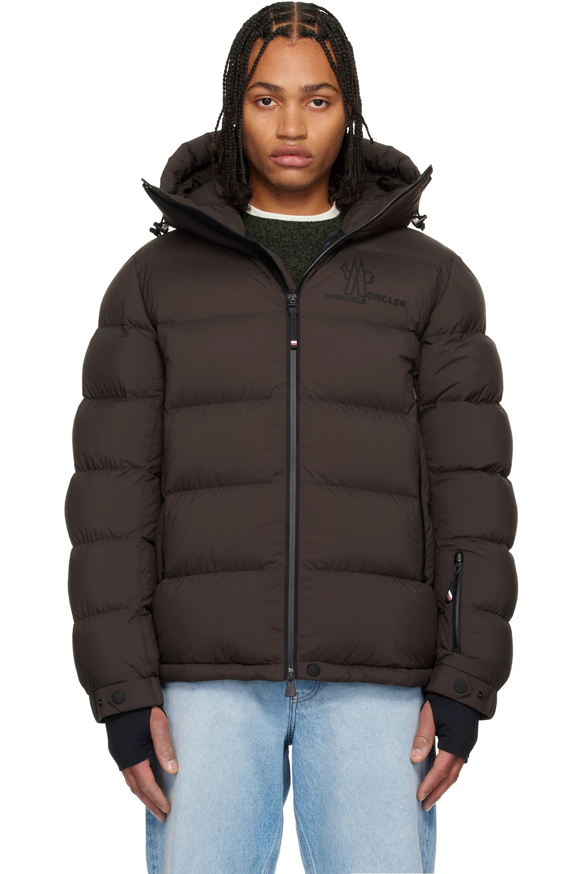 Brown Isorno Hooded Down Ski Jacket