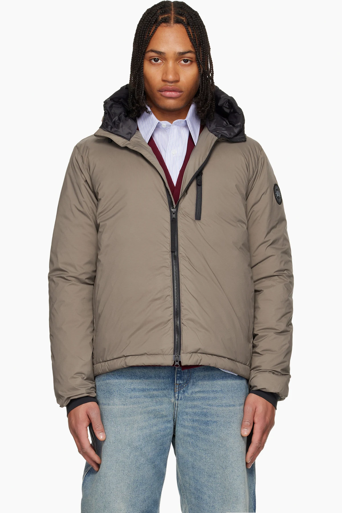 Taupe 'Black Label' Lodge Hooded Down Jacket