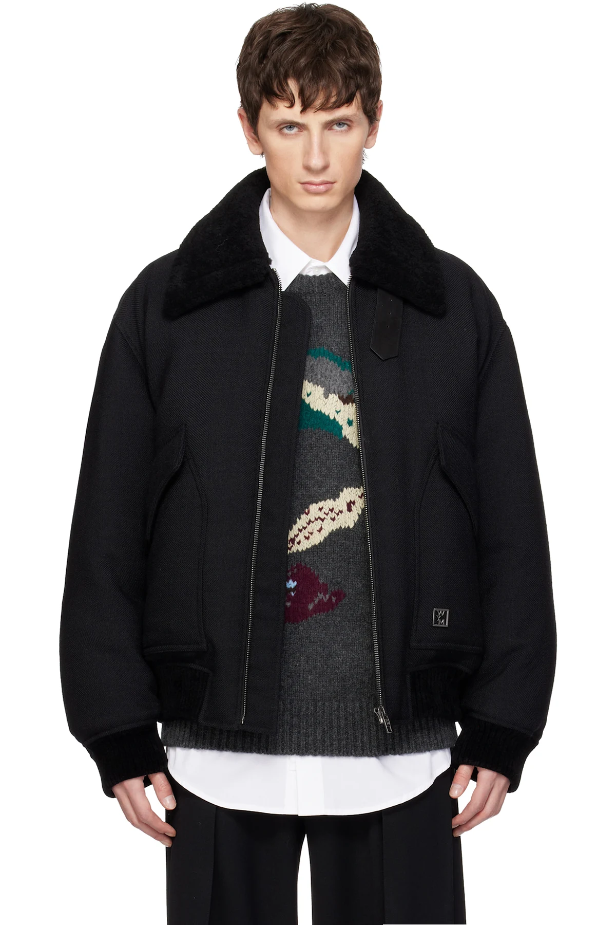 Black Herringbone Goose Down Jacket