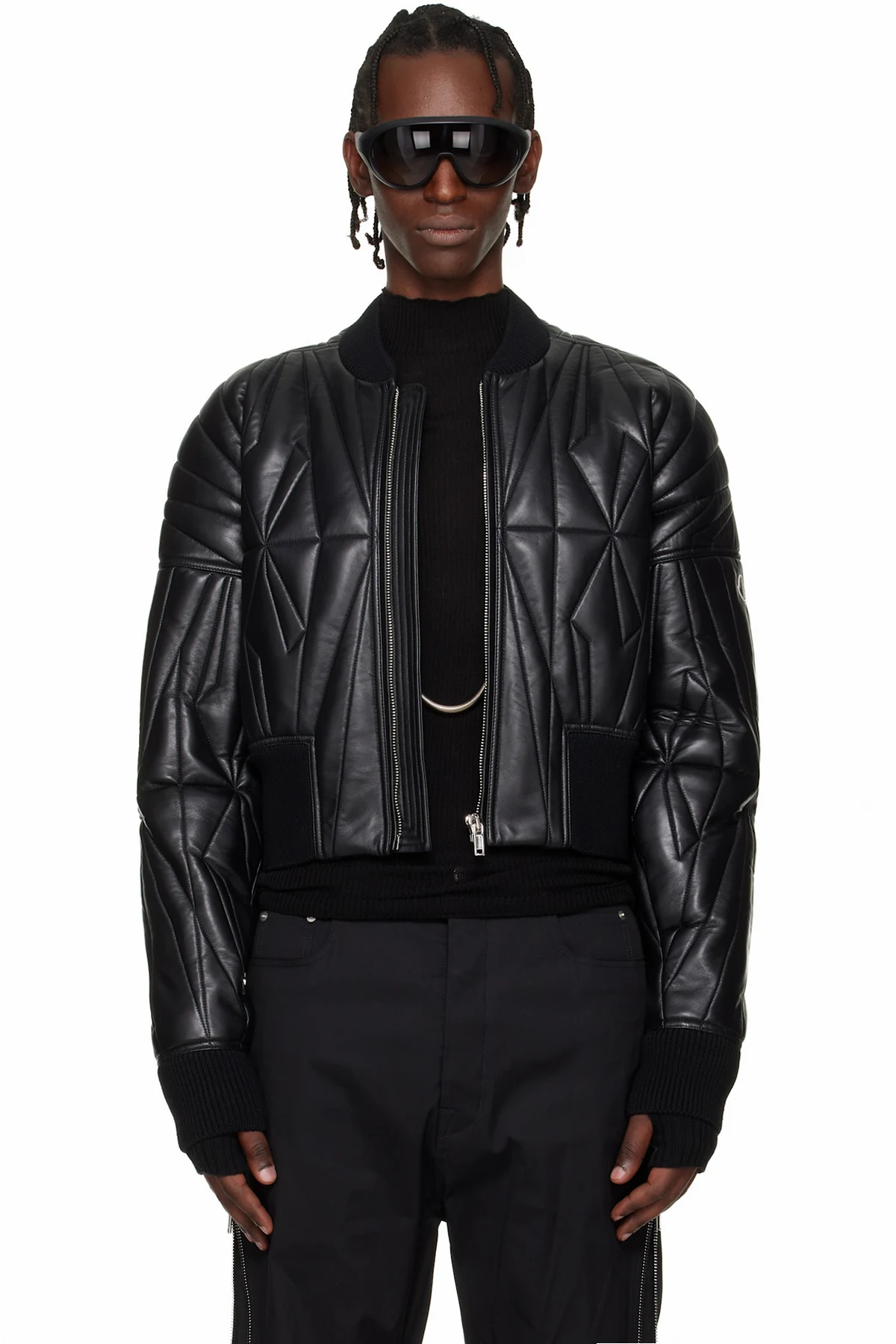 Moncler + Rick Owens Black Geocamo Cropped Flight Jacket