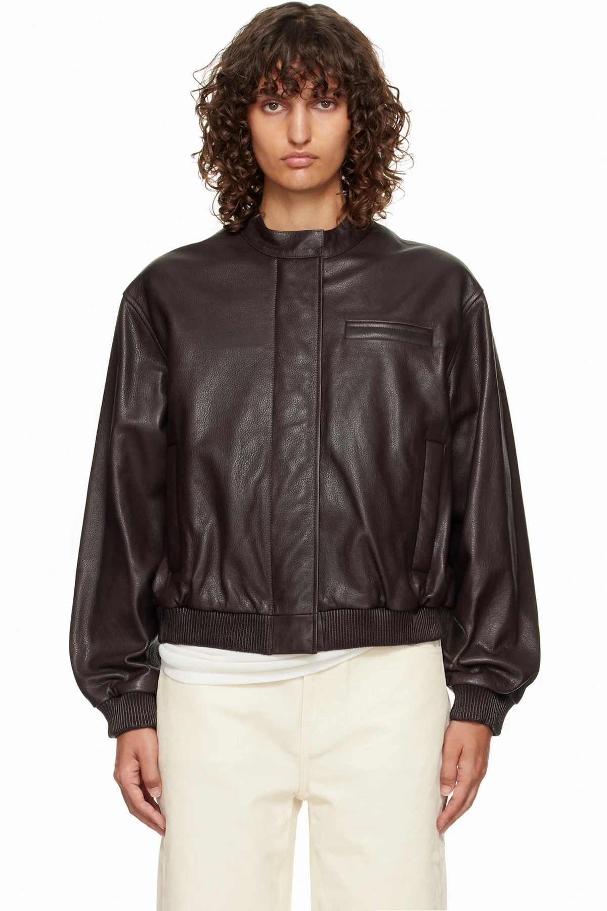 Brown Marlow Leather Bomber Jacket