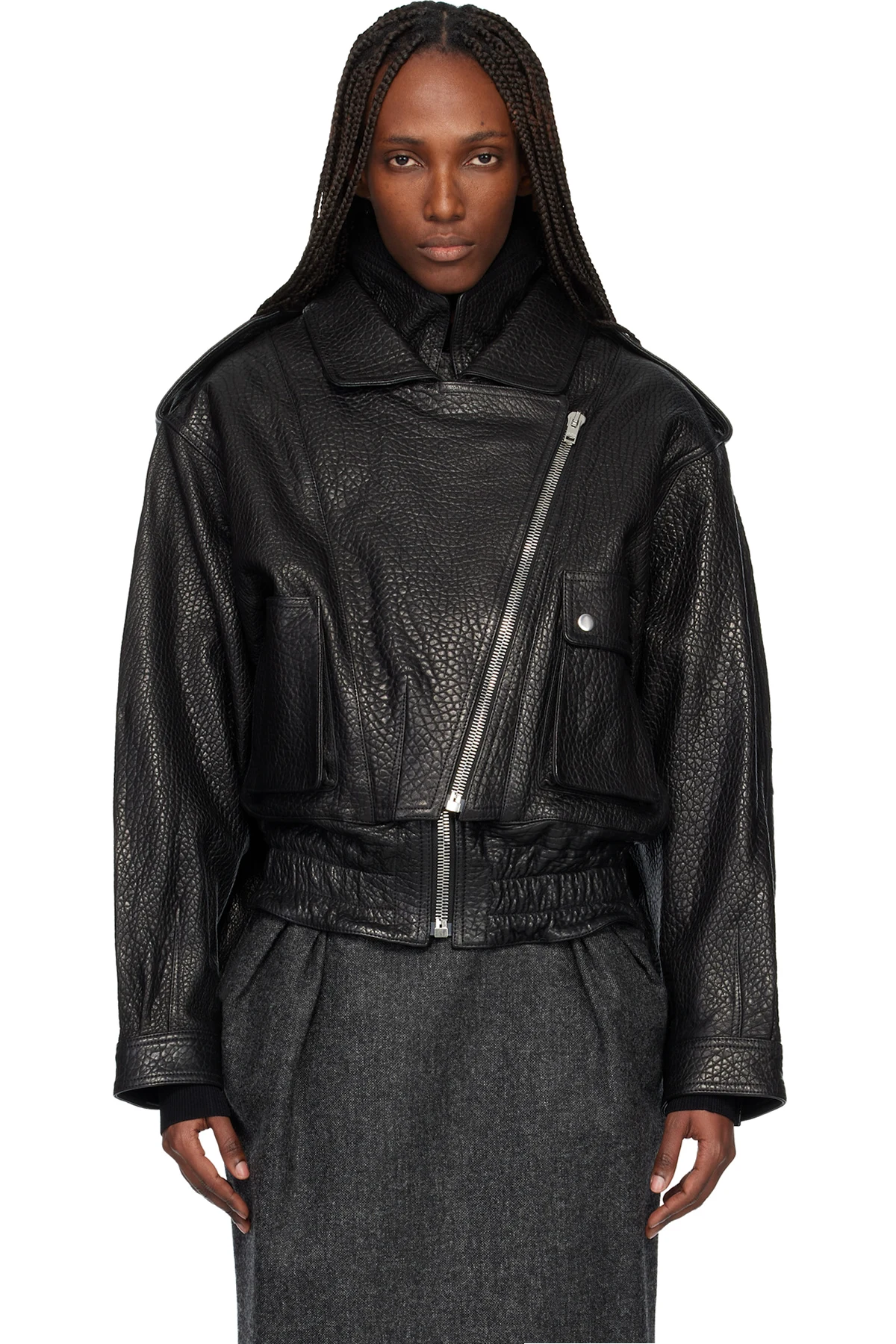 Black Aneli Leather Jacket