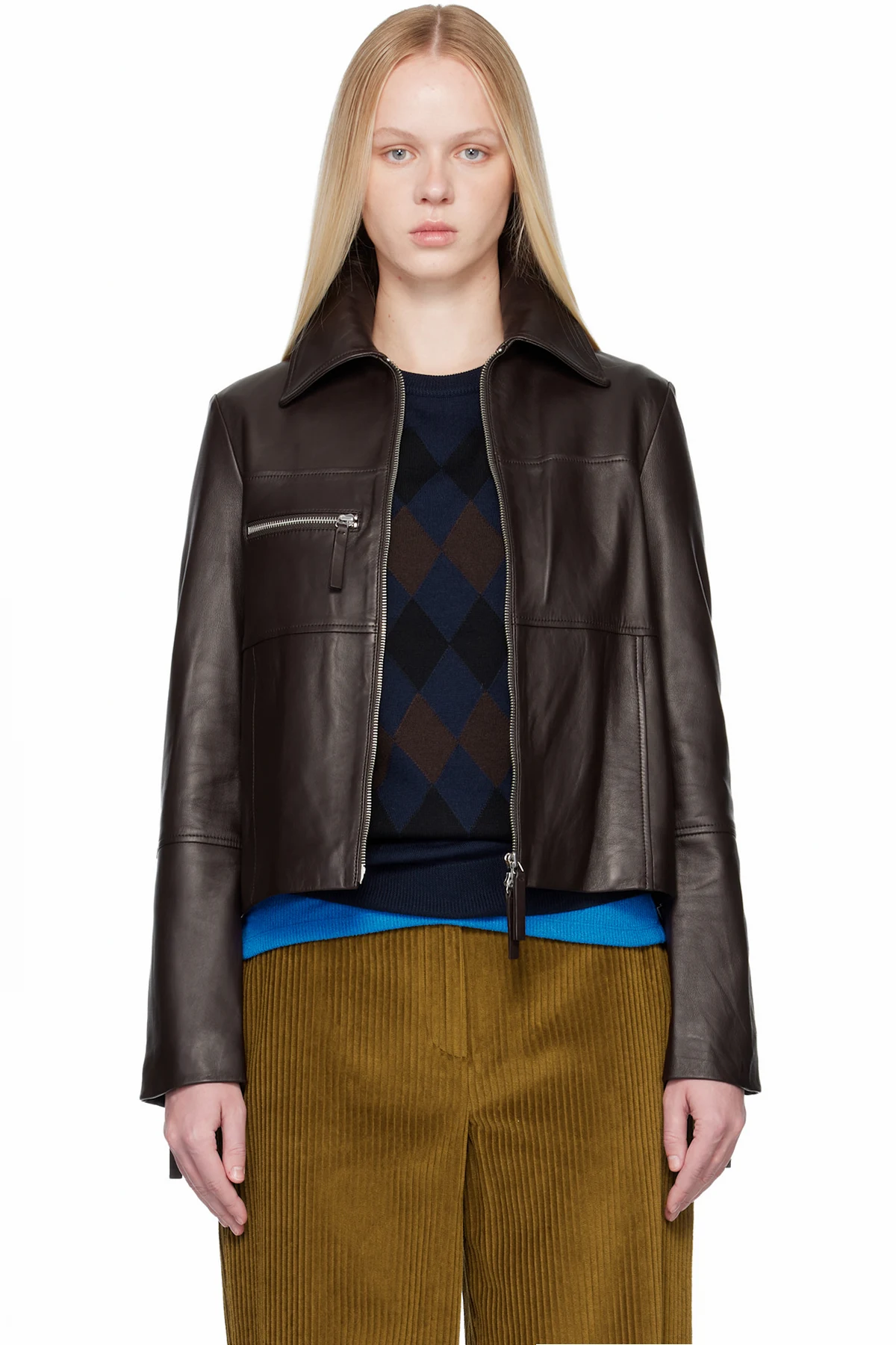 Brown Proenza Schouler White Label Annabel Leather Jacket