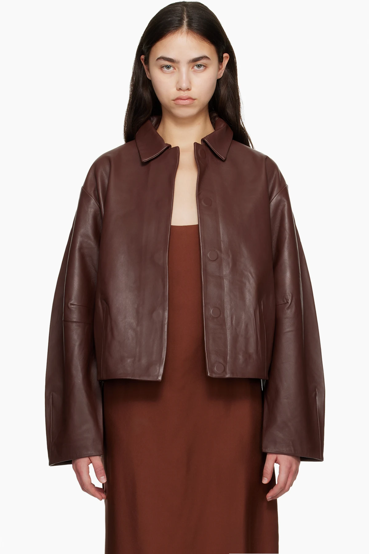 Brown Cocoon Leather Jacket