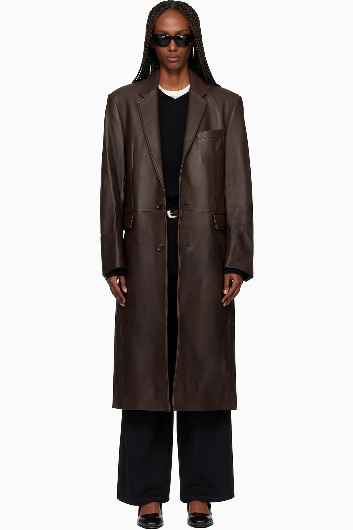 Brown Naked Single Lamb Leather Coat