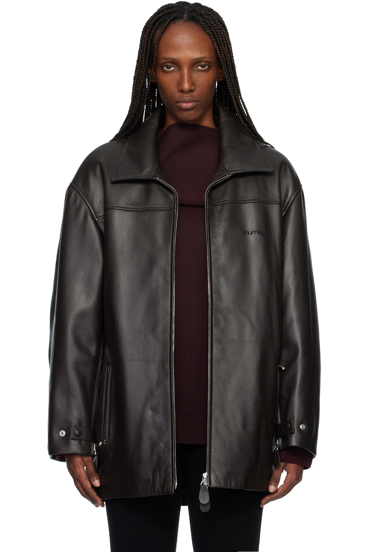 Brown Oversized Leather Jacket