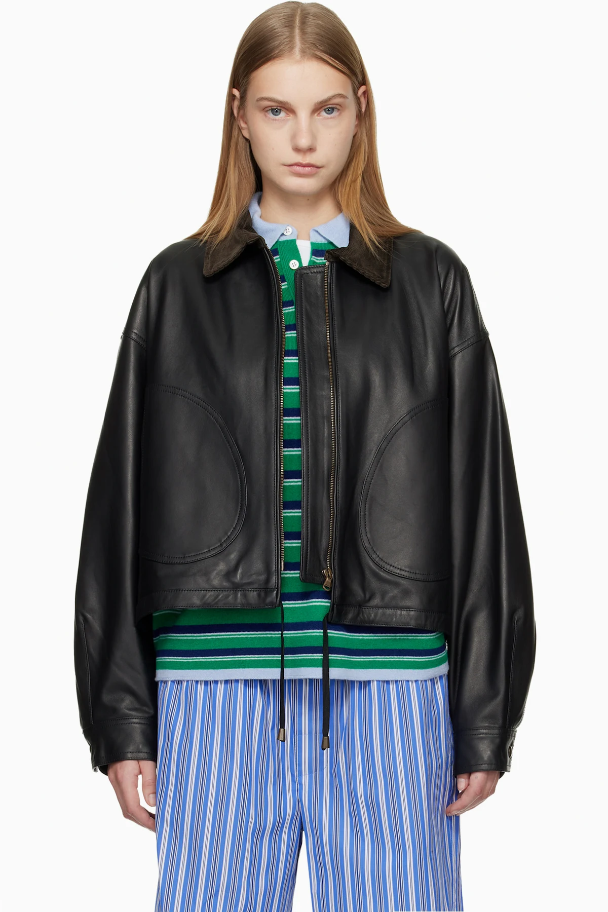 Black Leather Parachute Jacket