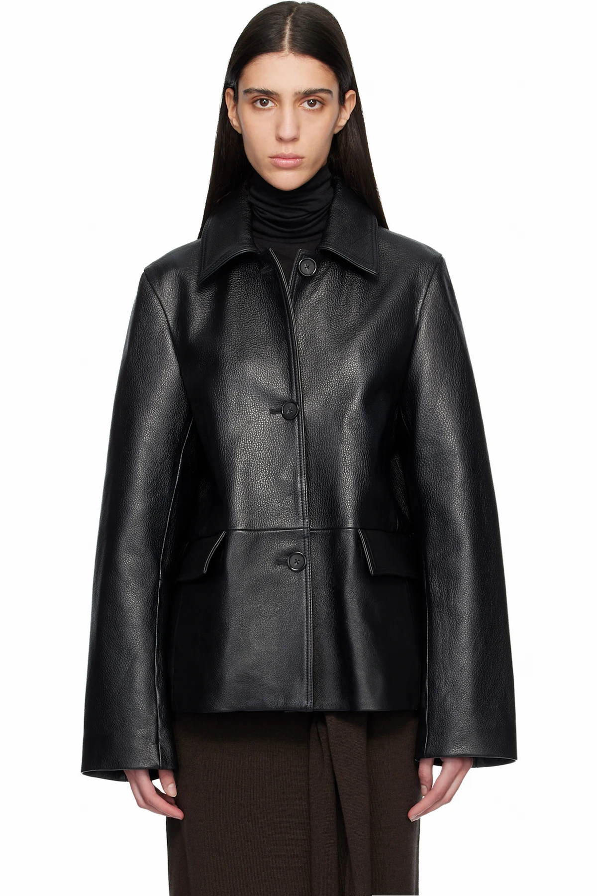 Black Grained Leather Jacket