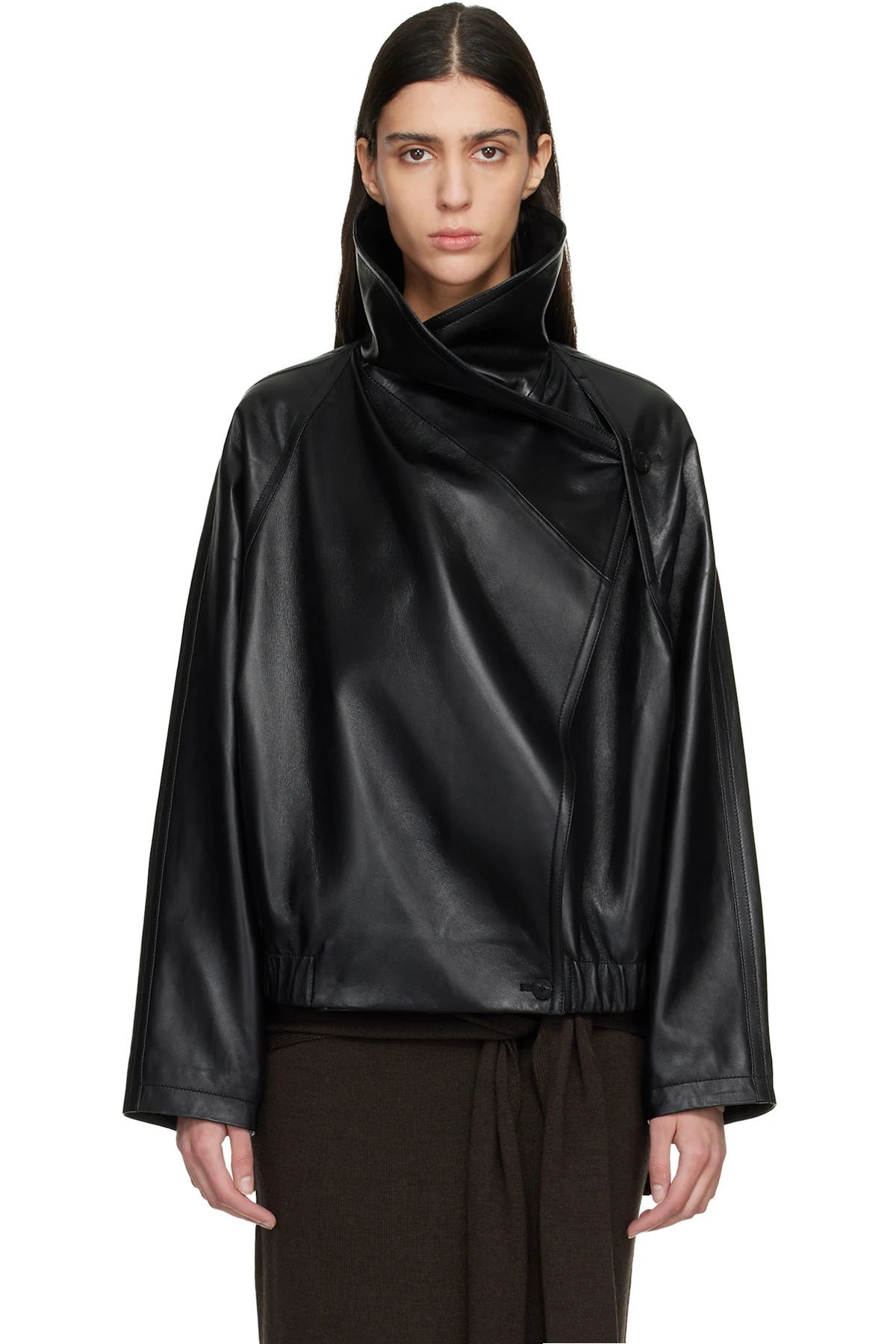 Black Sculptured Leather Jacket