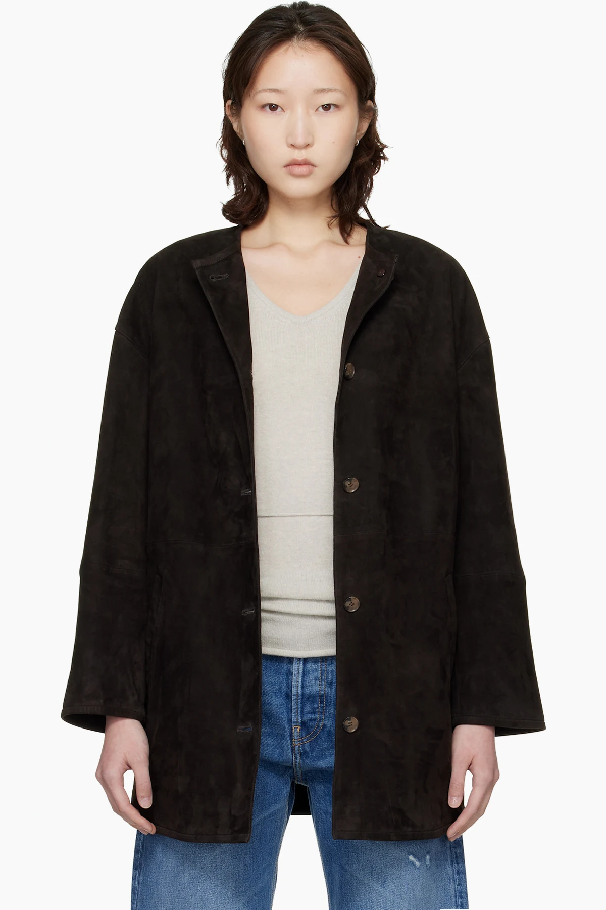 Brown Waren Oval Suede Coat