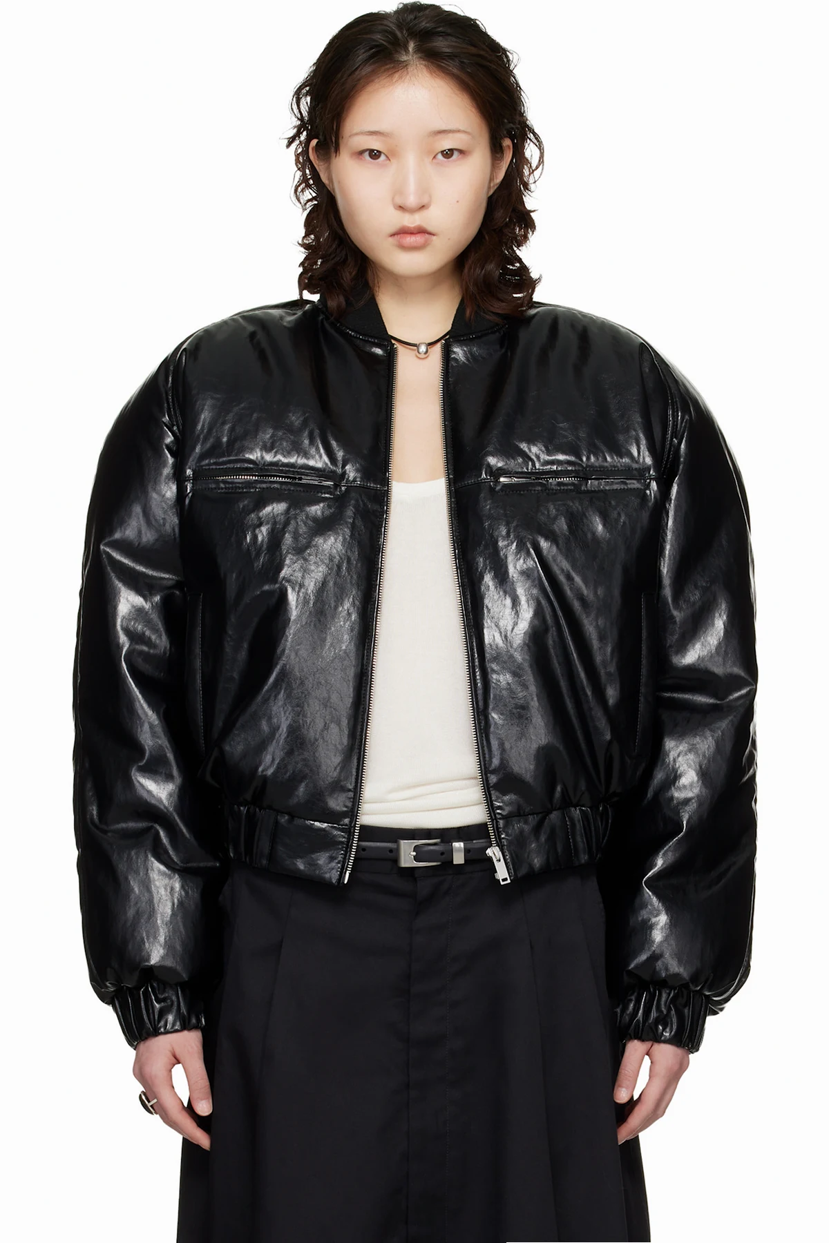Black Riot Faux-Leather Bomber Jacket