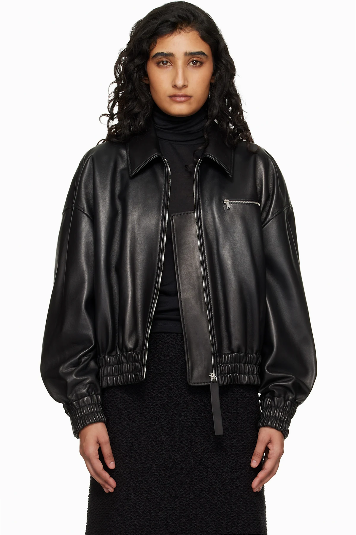 Black Blouson Leather Jacket