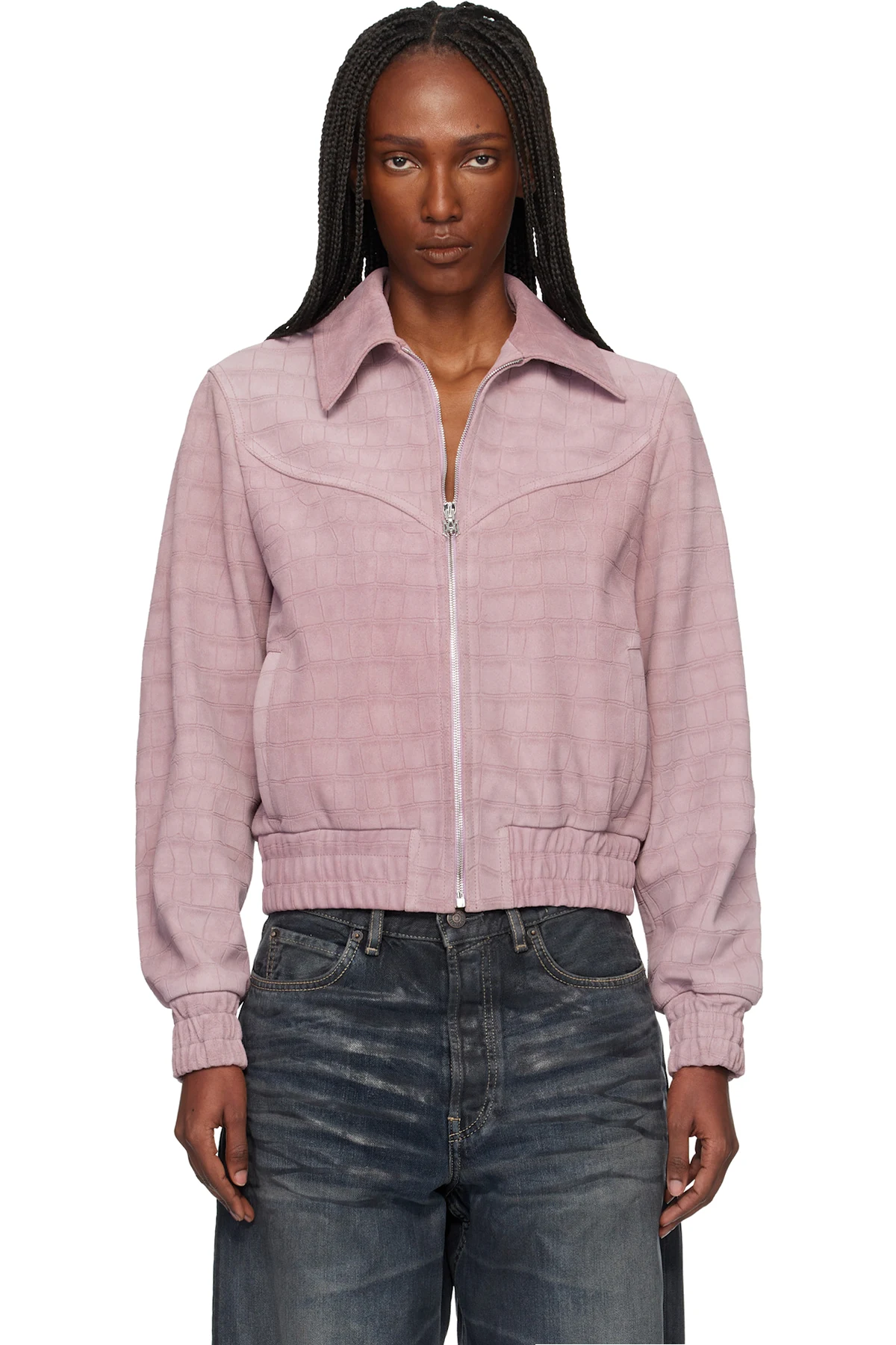 Pink Western Croc Suede Jacket