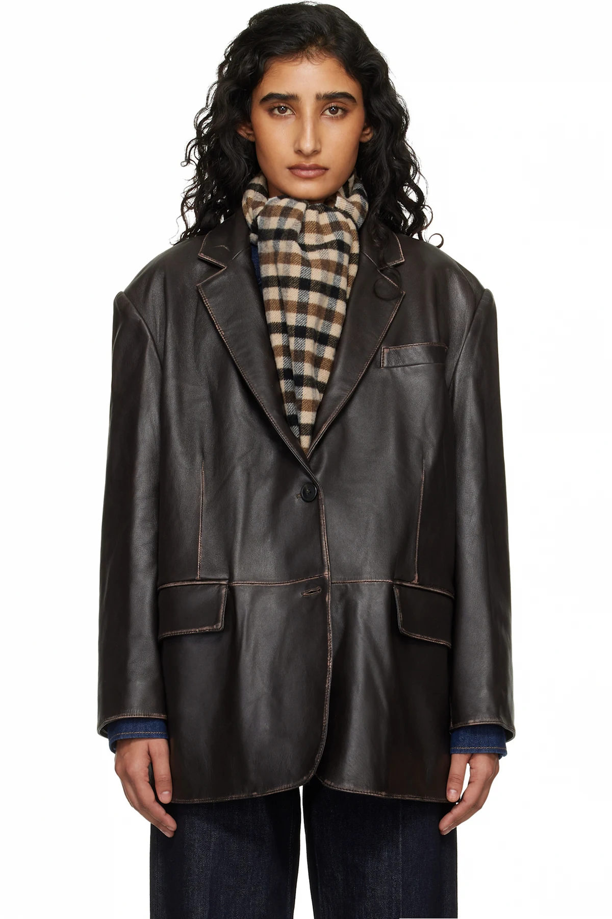 Brown Pila Leather Blazer