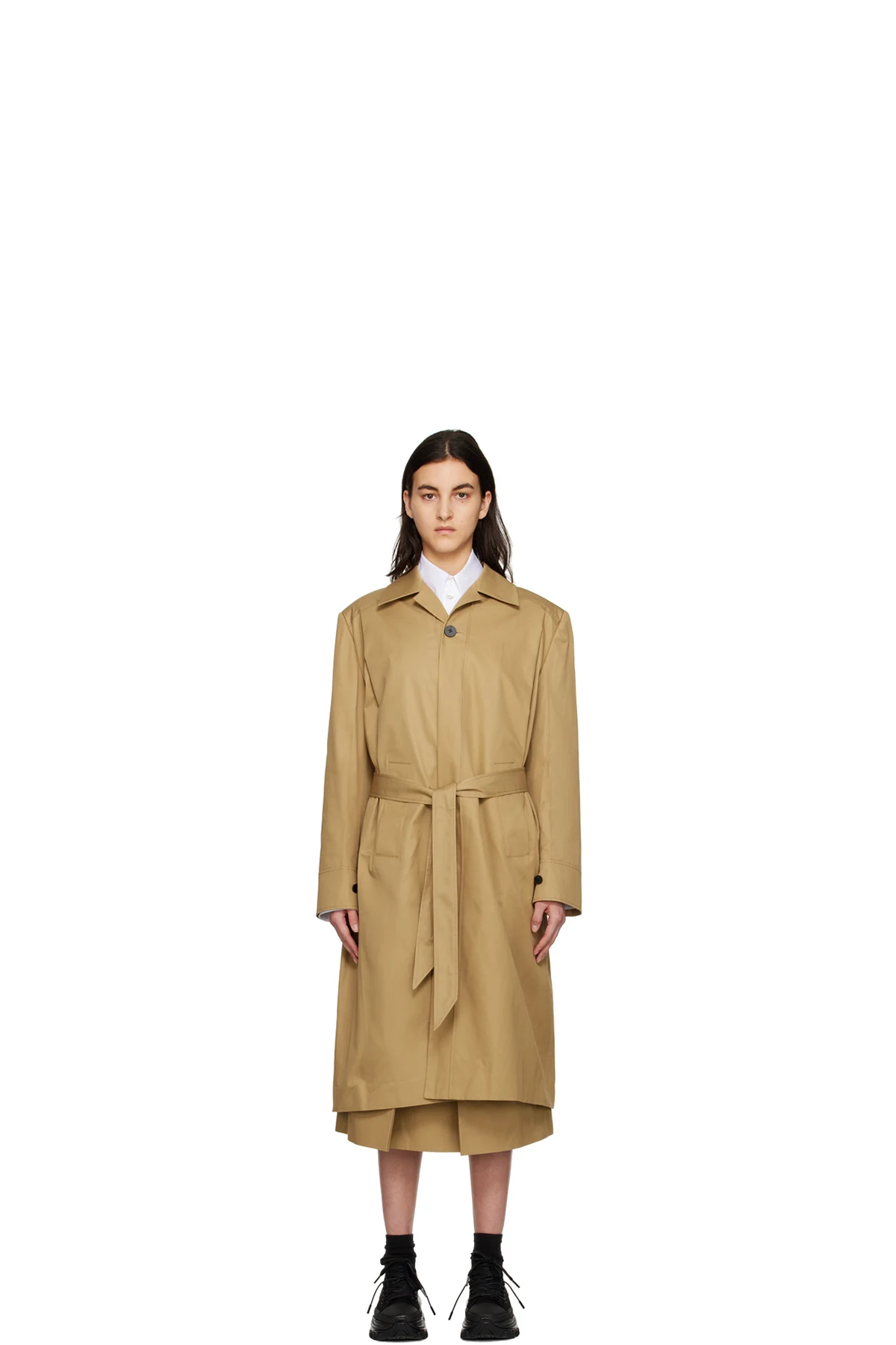 Beige Long Trench Coat