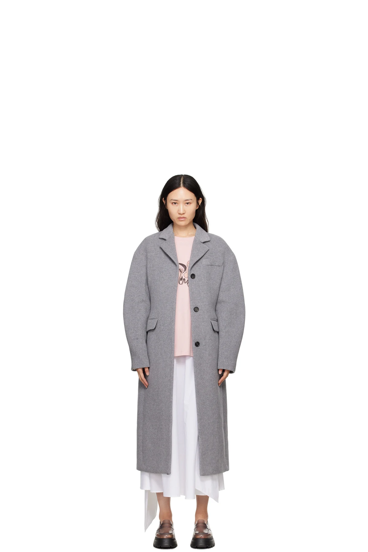 Gray Dropped Shoulder Coat