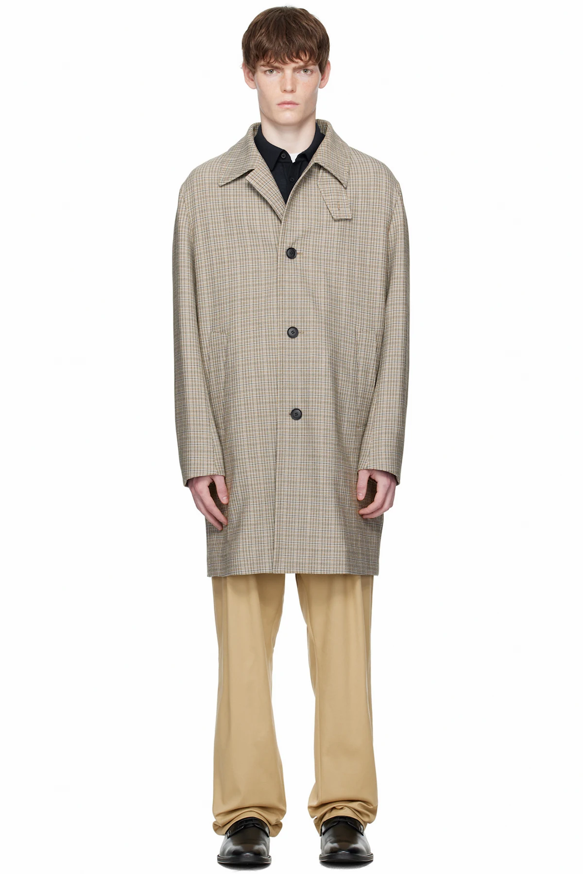 Brown Classic-Fit Check Pattern Coat