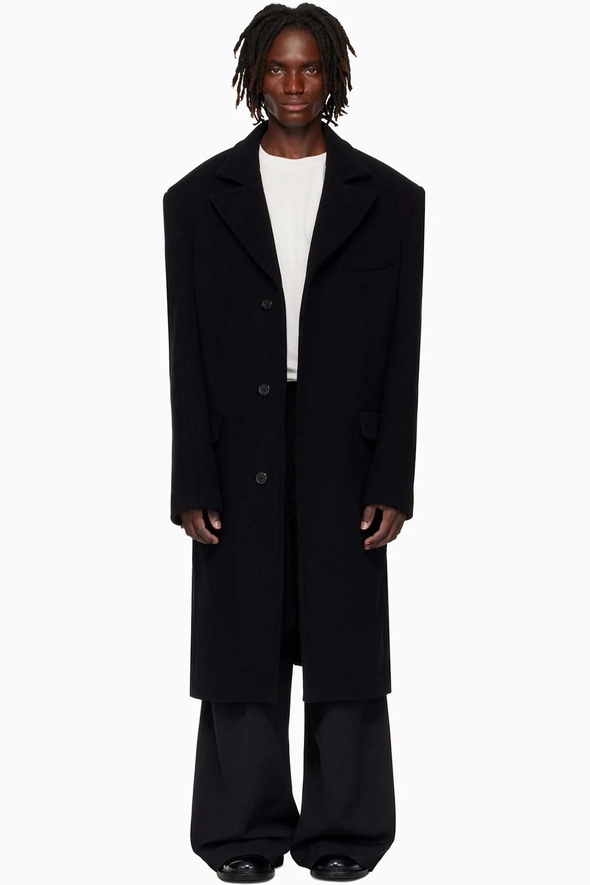Black Melton Overcoat