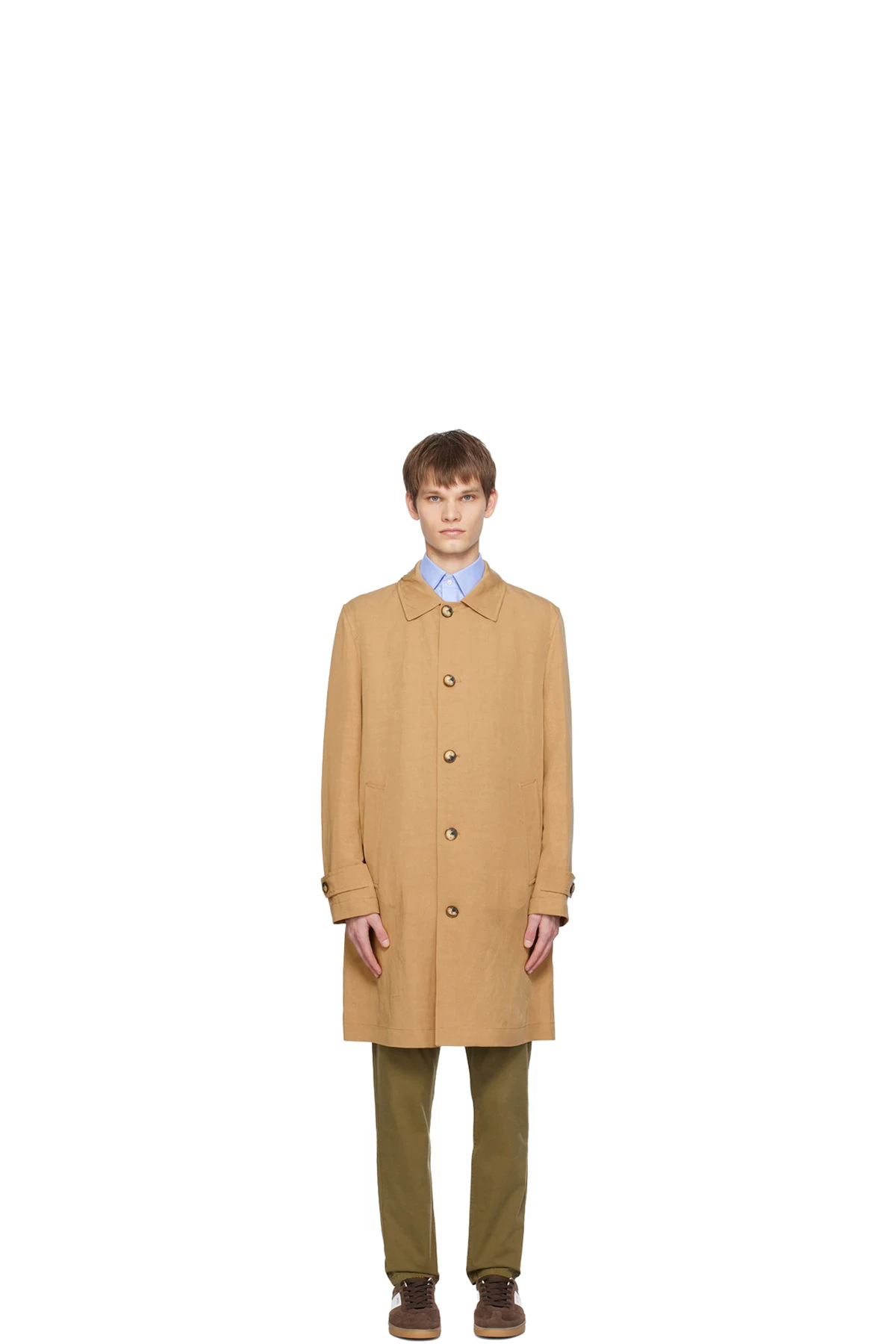 Tan Spread Collar Coat