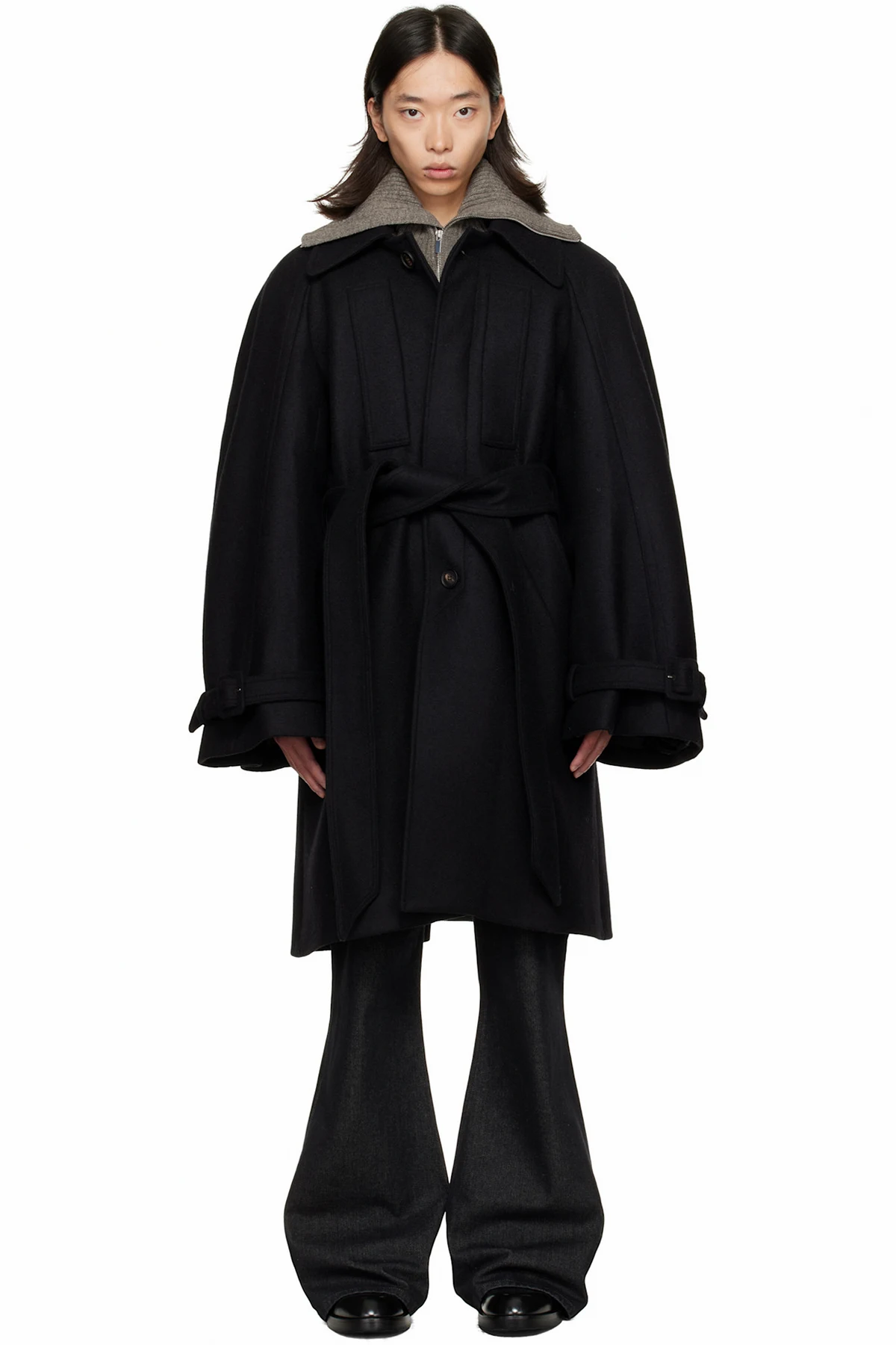 Black Long Raglan Coat