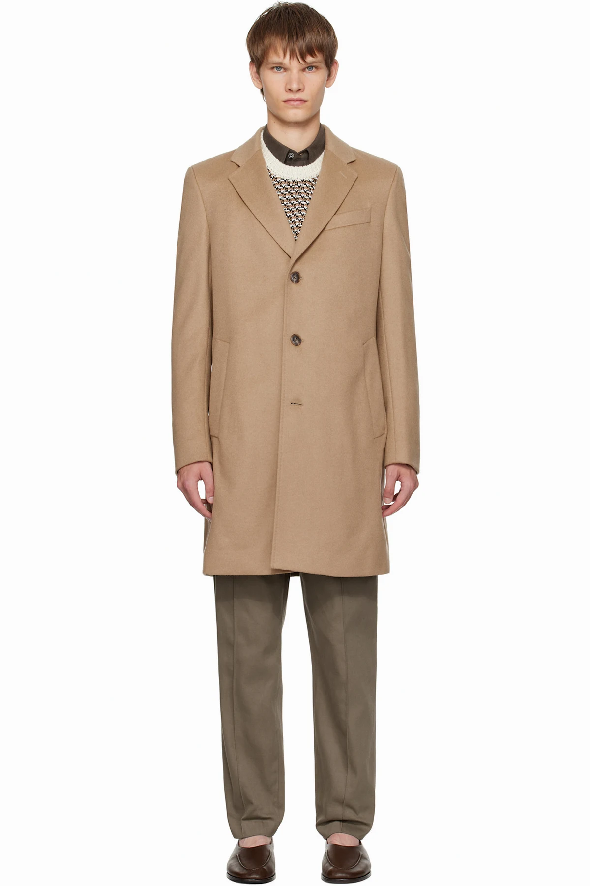 Beige Regular-Fit Wool & Cashmere Coat