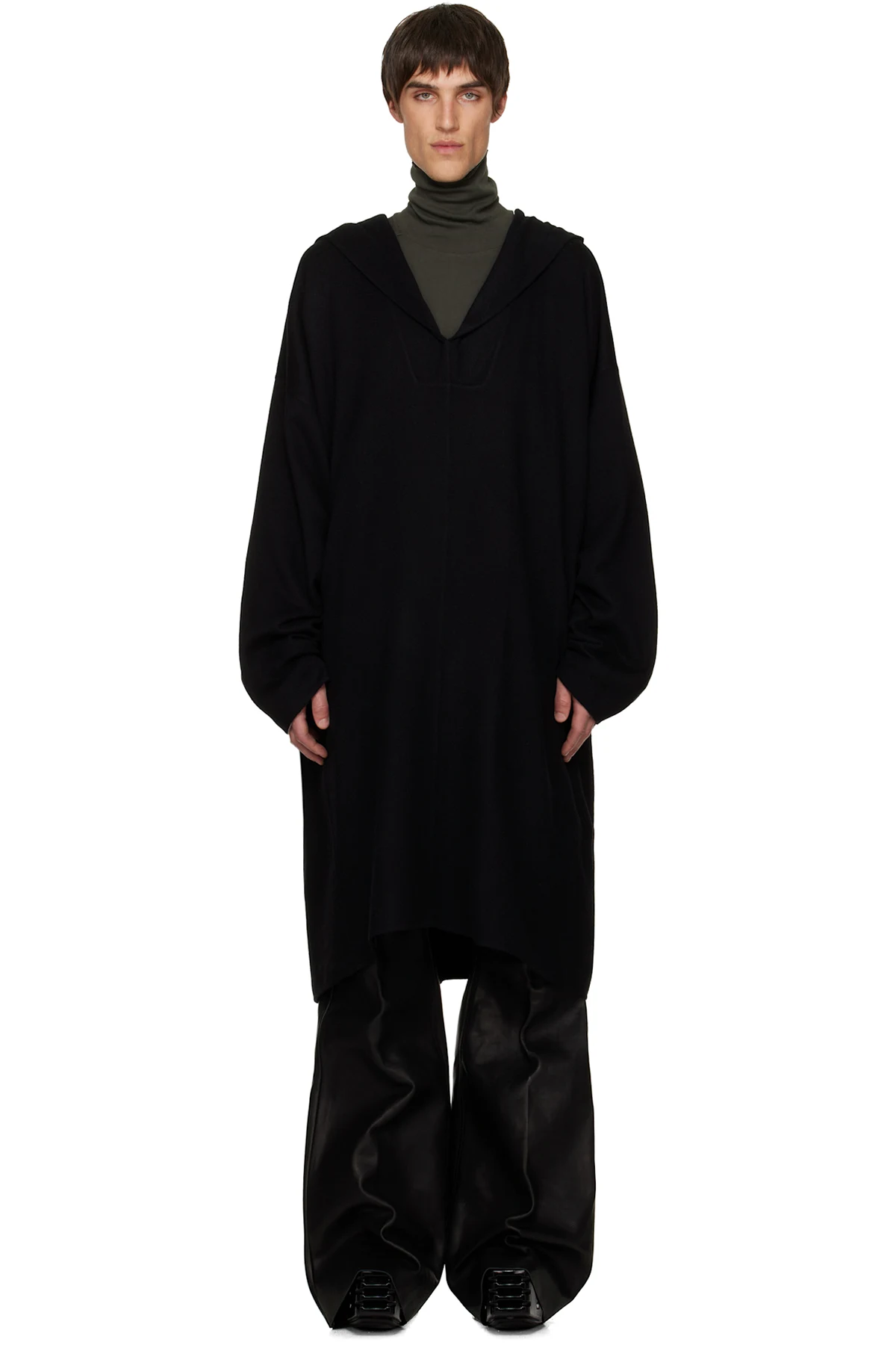 Black Concordians LS Knee Kaftan Coat