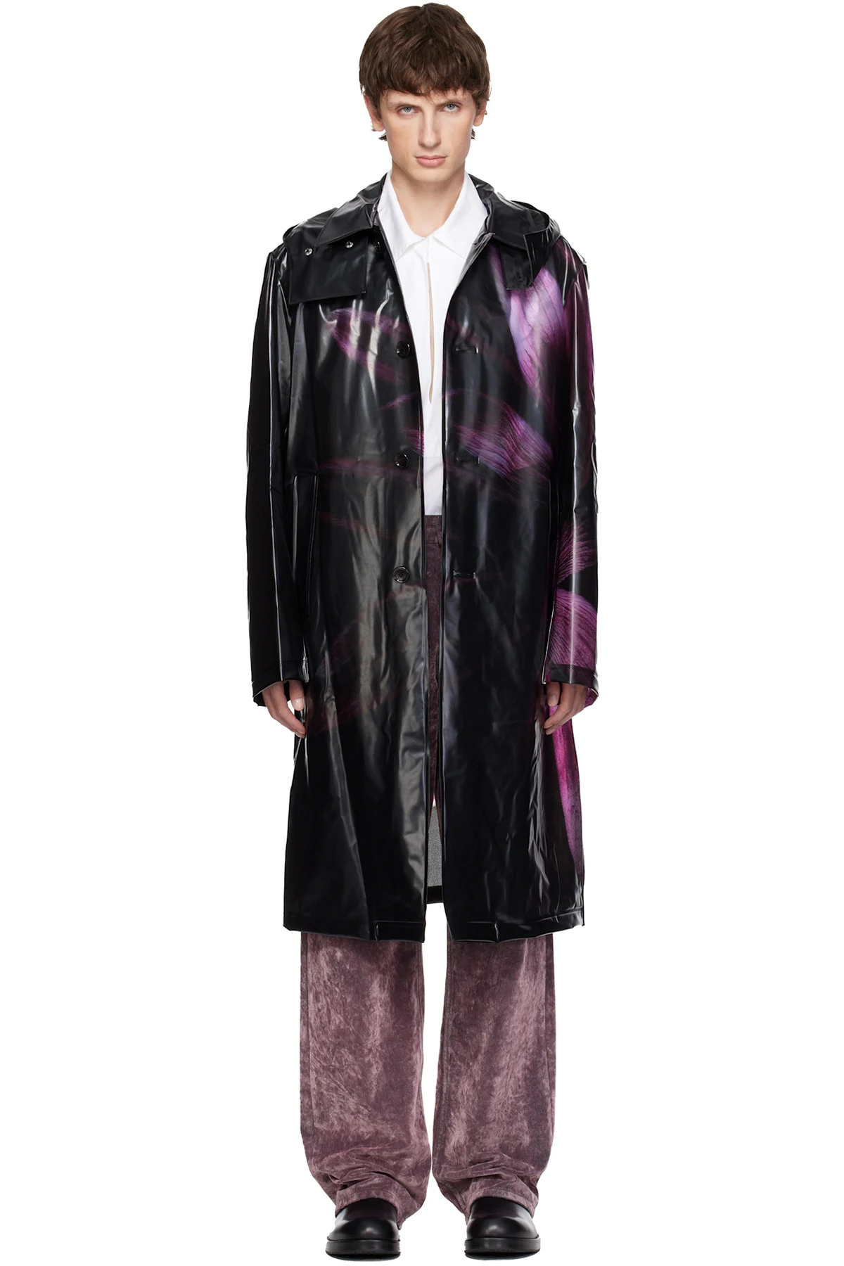 Black Loose Fit Mac Raincoat