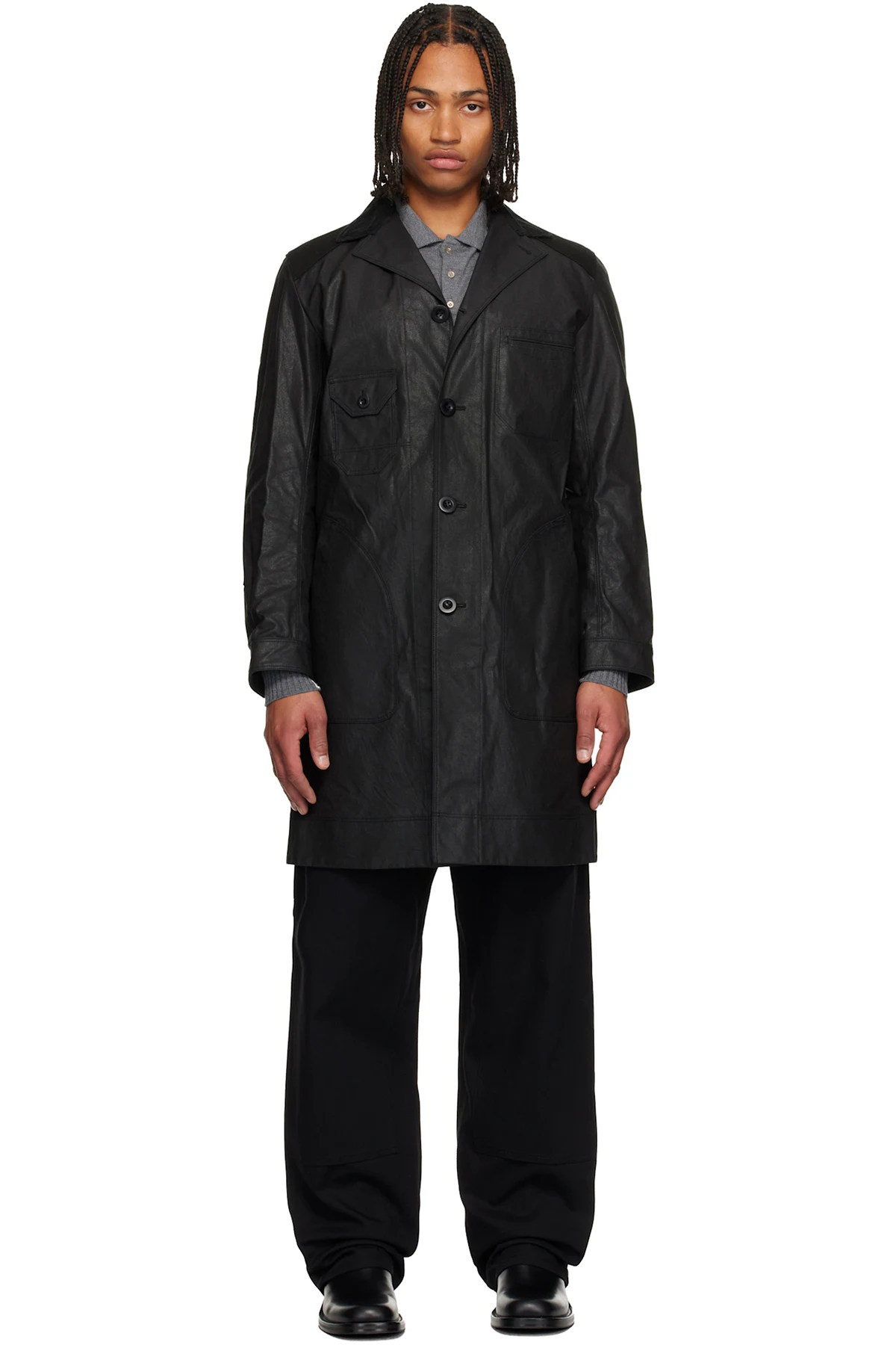 Black Coated Cotton Coat