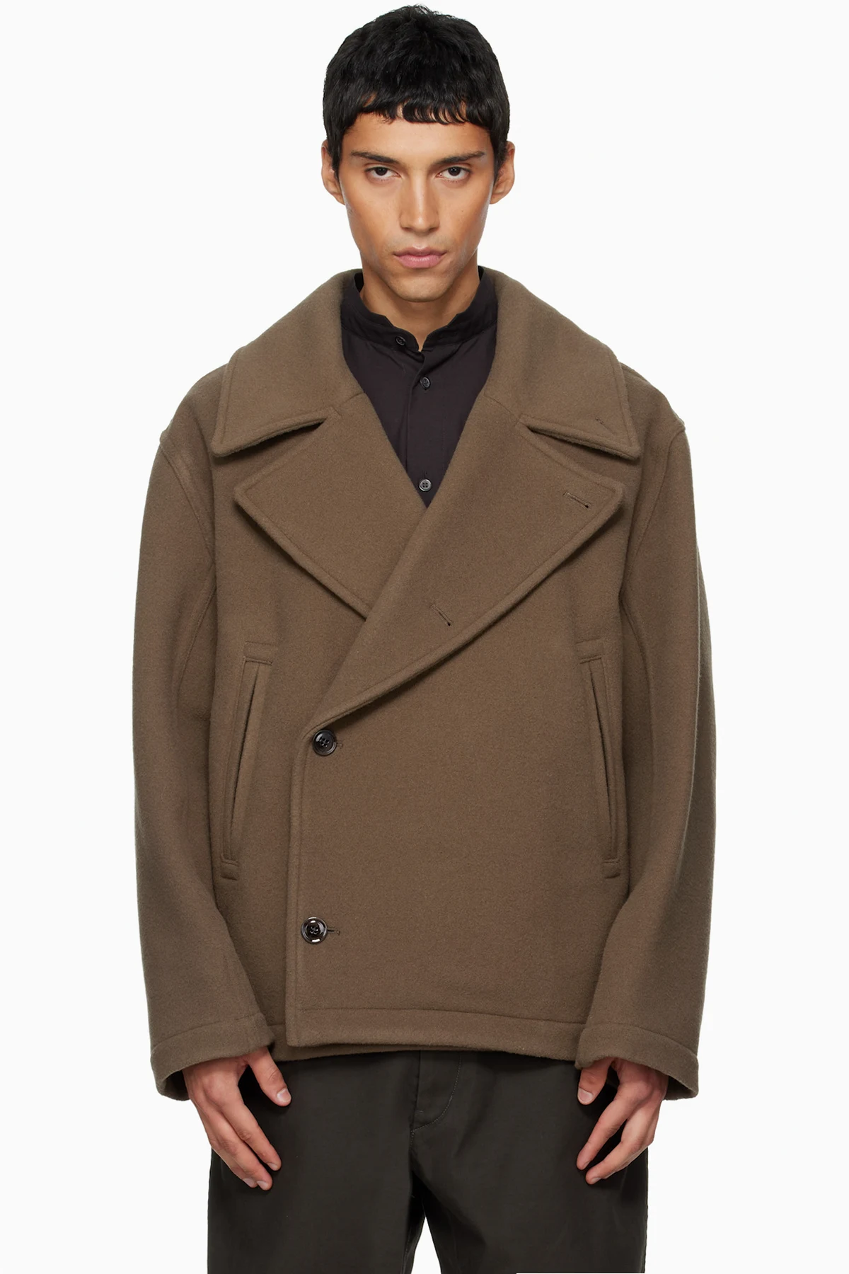 Brown Boxy Peacoat