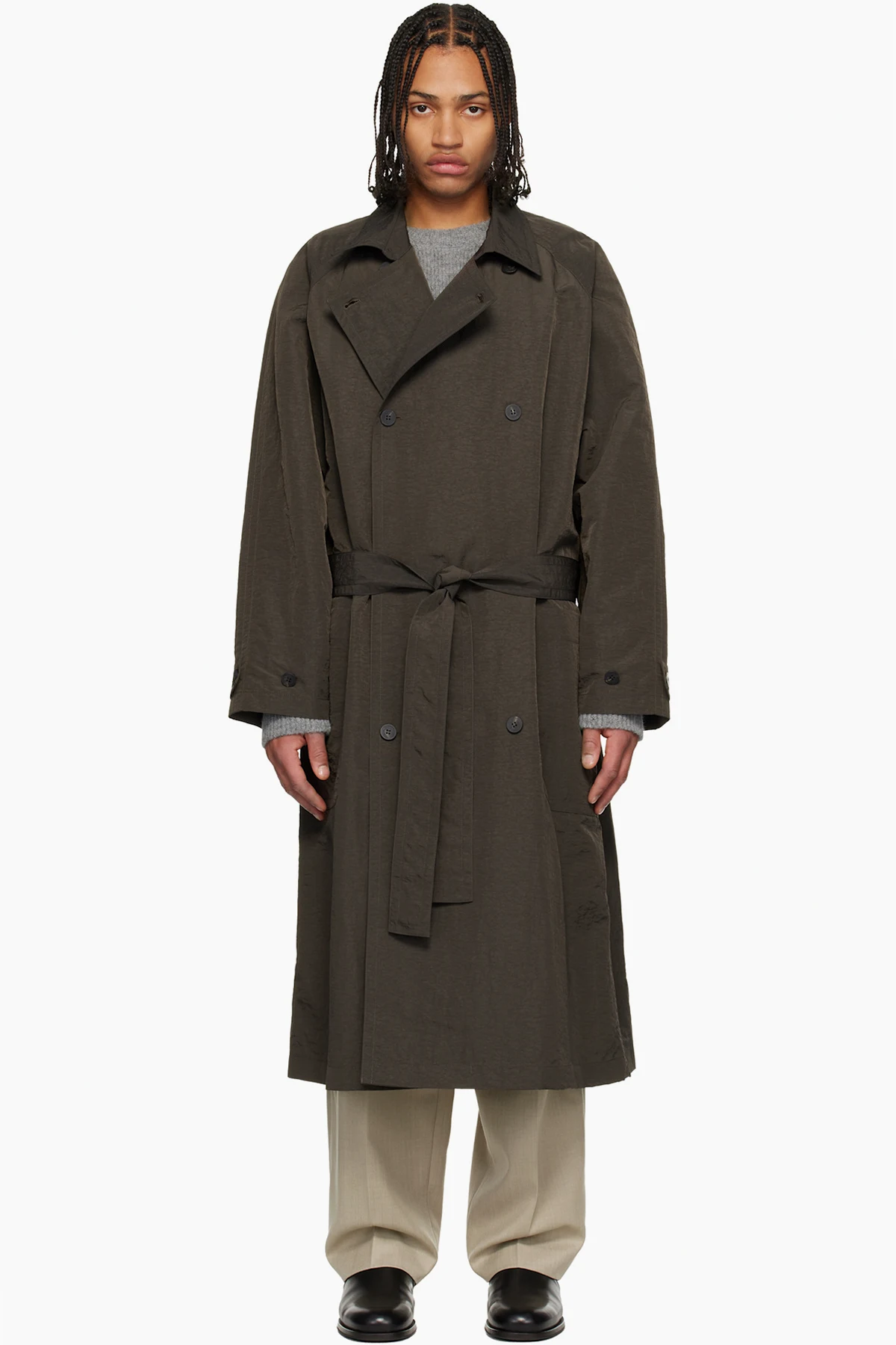 Brown Crisp Raglan Trench Coat