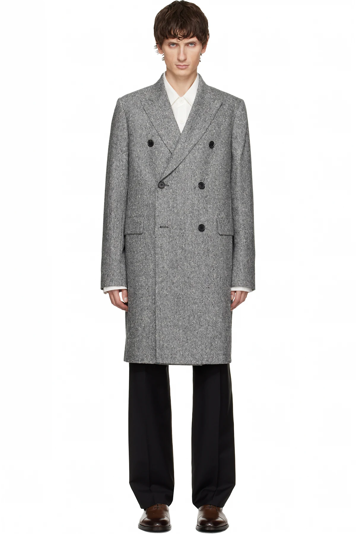 Gray Double Breasted Over Coat