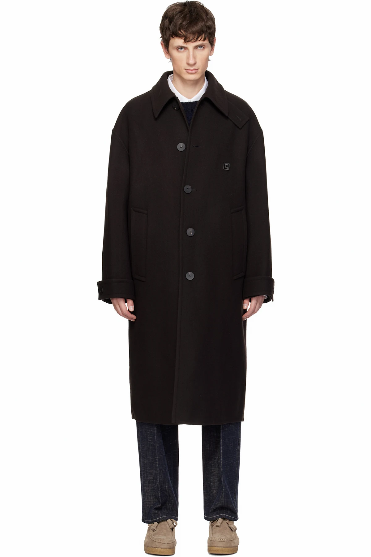 Brown Wool Blend Mac Coat