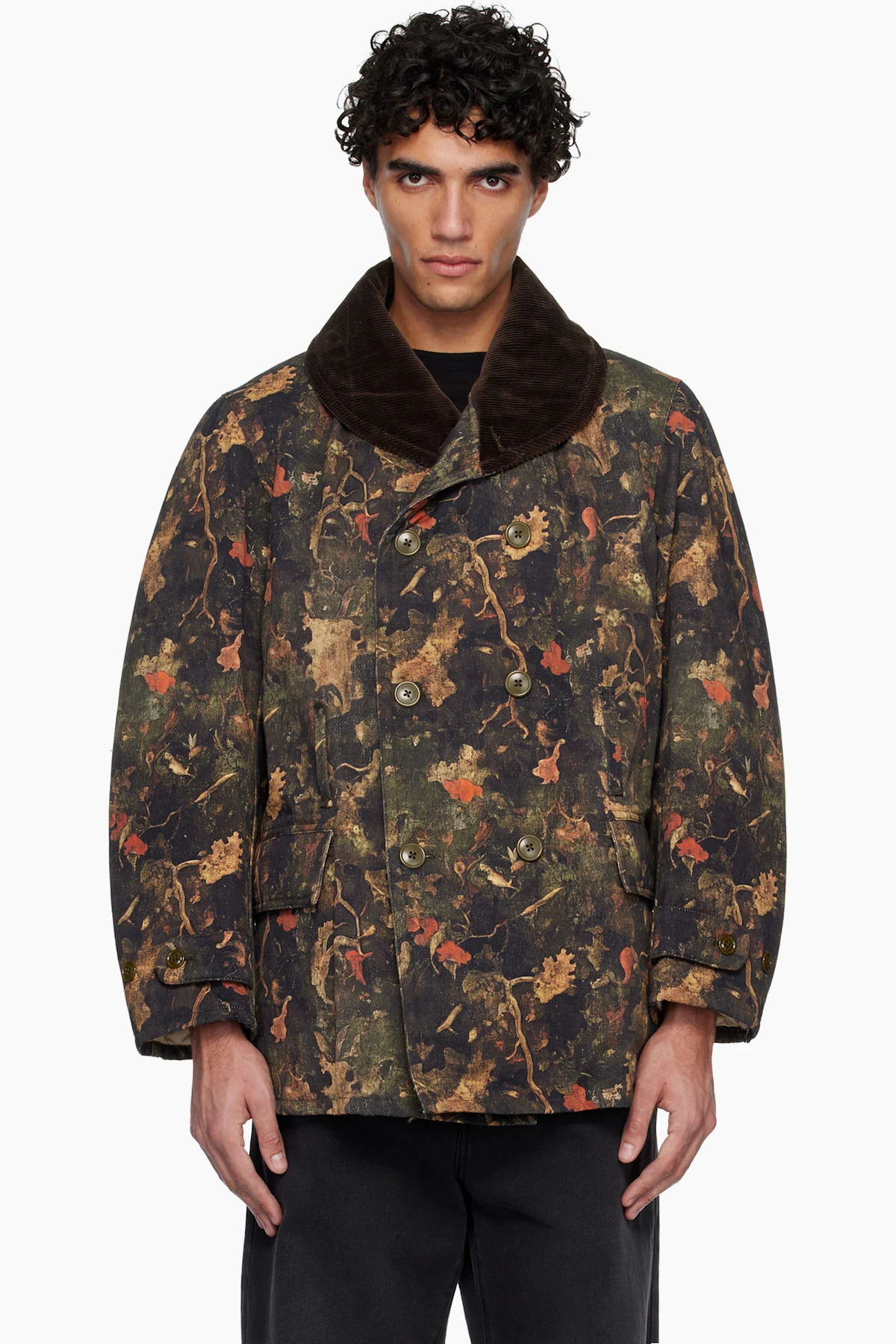 Khaki & Brown Oversized Shawl Lapel Coat