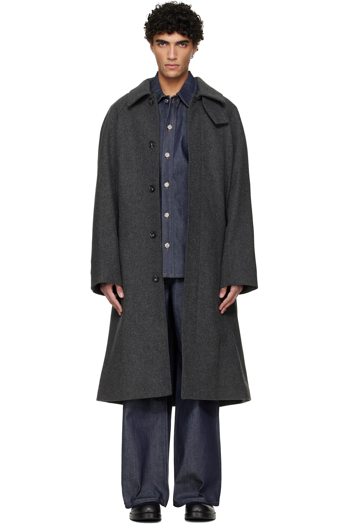 Gray Raglan Sleeve Coat
