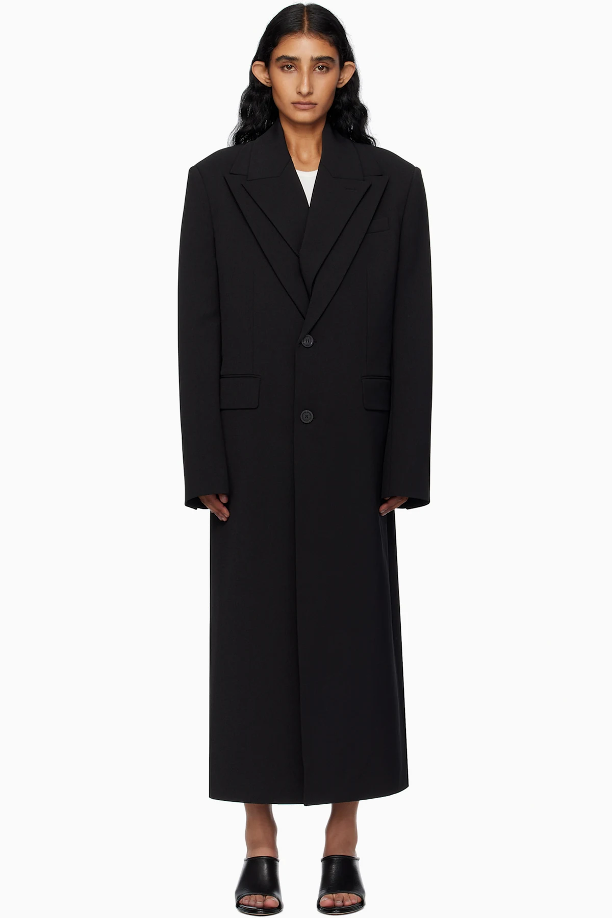 Black Double Layer Body Detail Coat