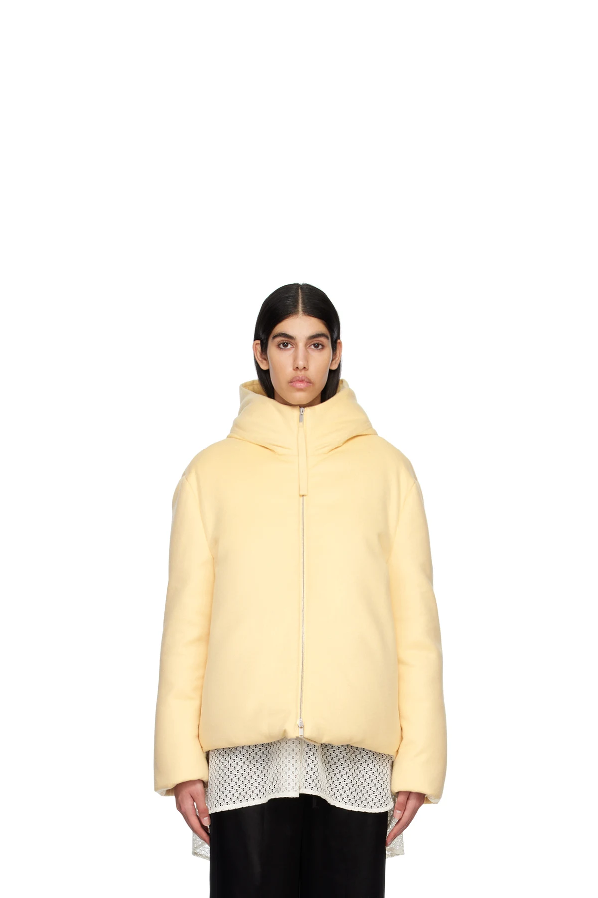 Yellow Hooded Down Jacket
