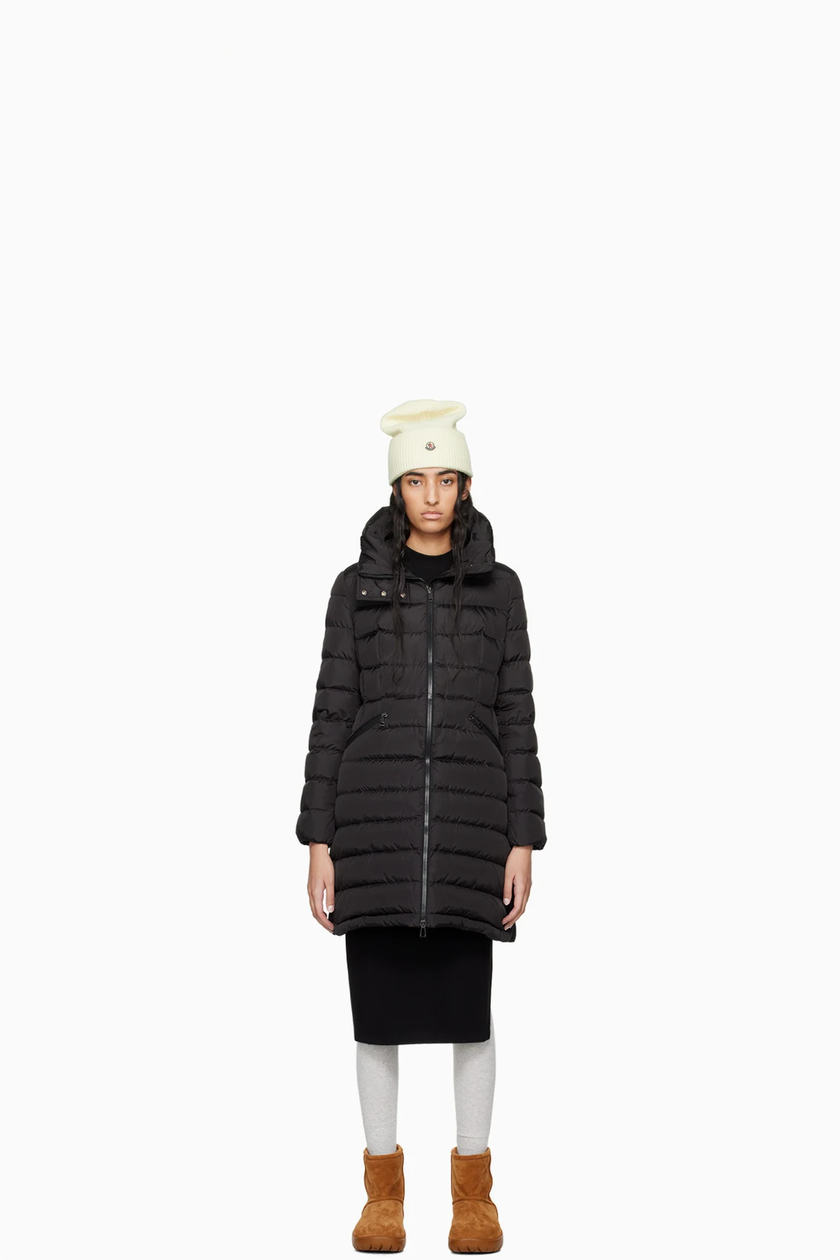 Black Flammette Down Coat