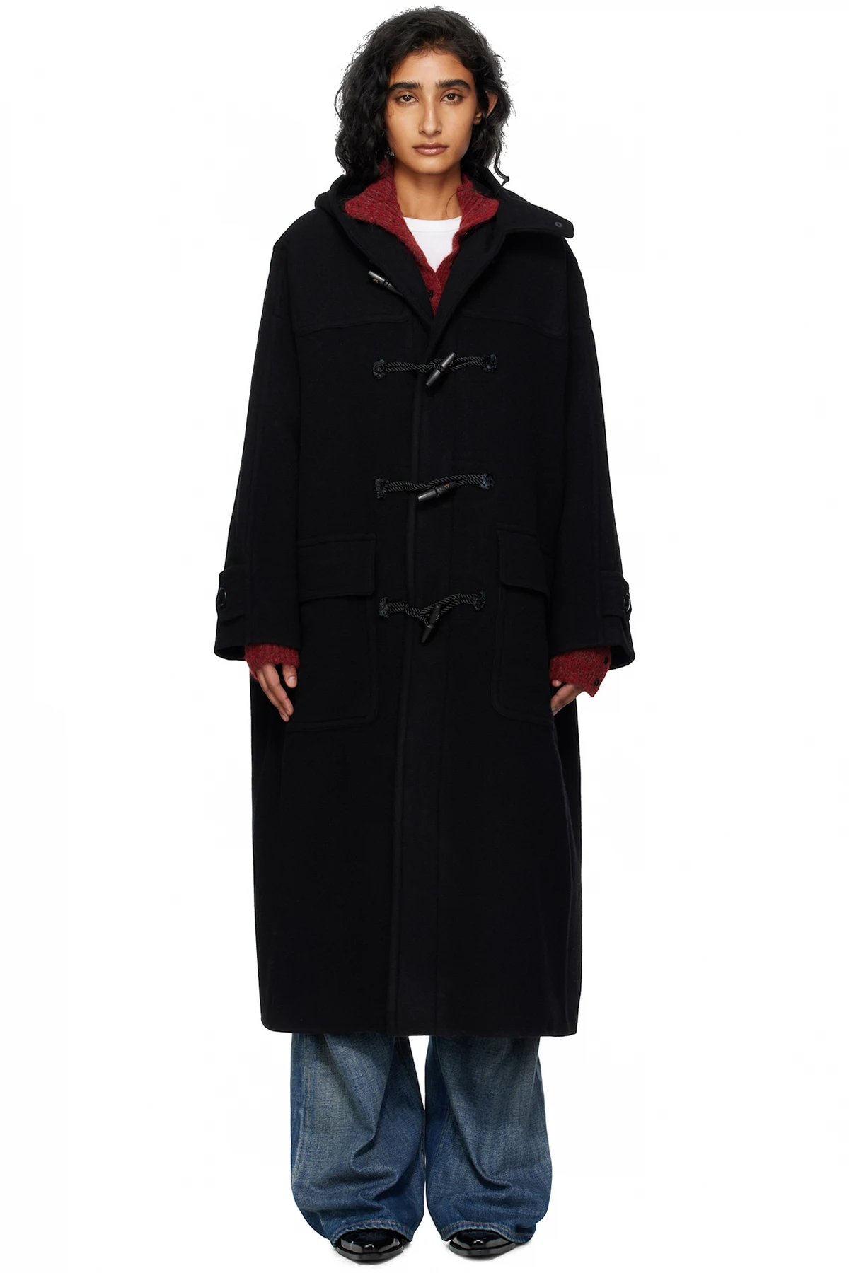 Black Hooded Duffle Coat