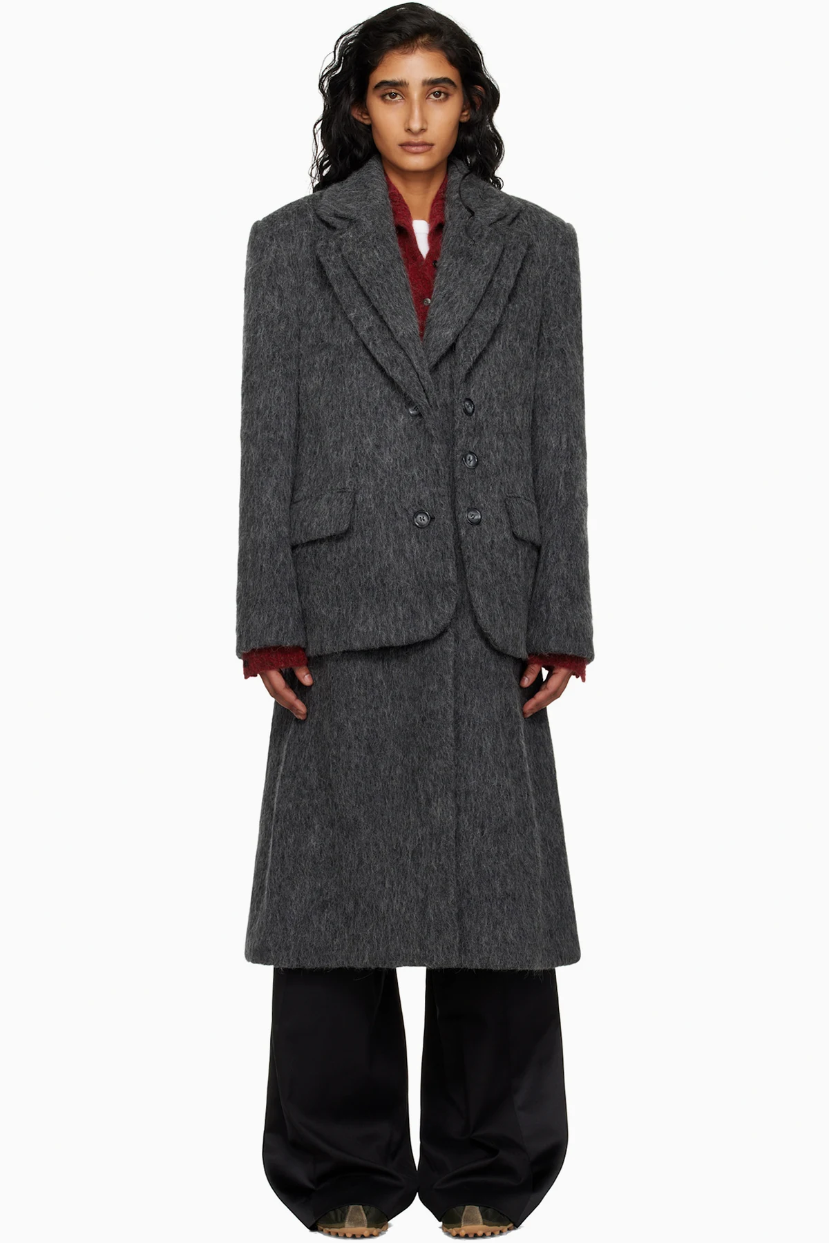 Gray Layered Blazer Coat