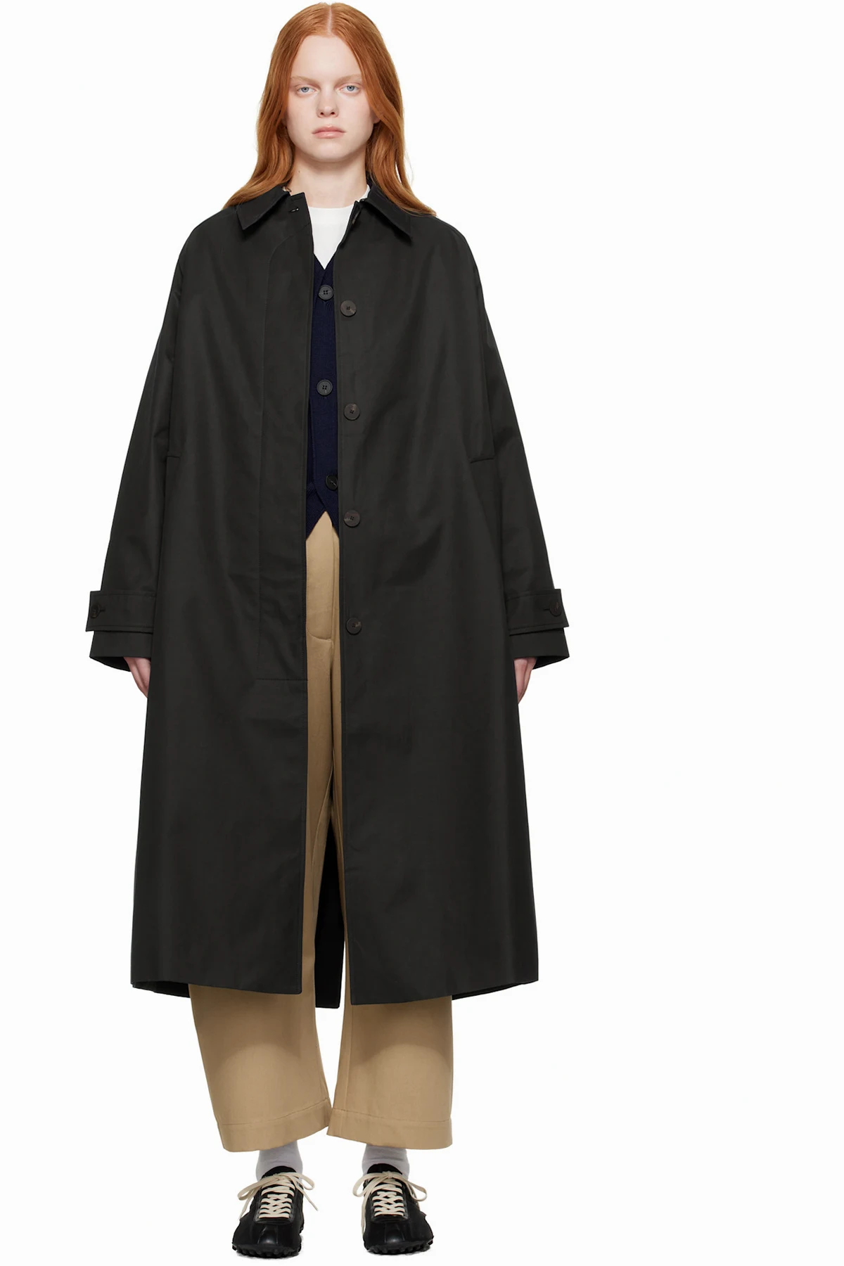 Navy Holin Technical Cotton Trench Coat