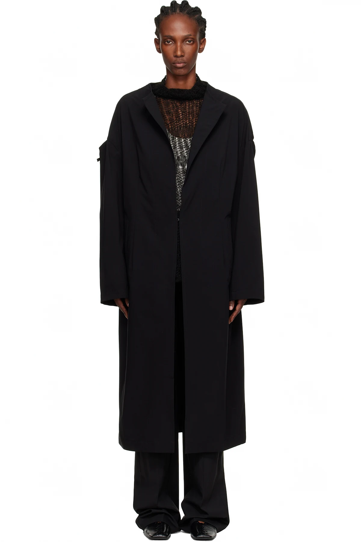 Black U-Drop Sleeve Coat