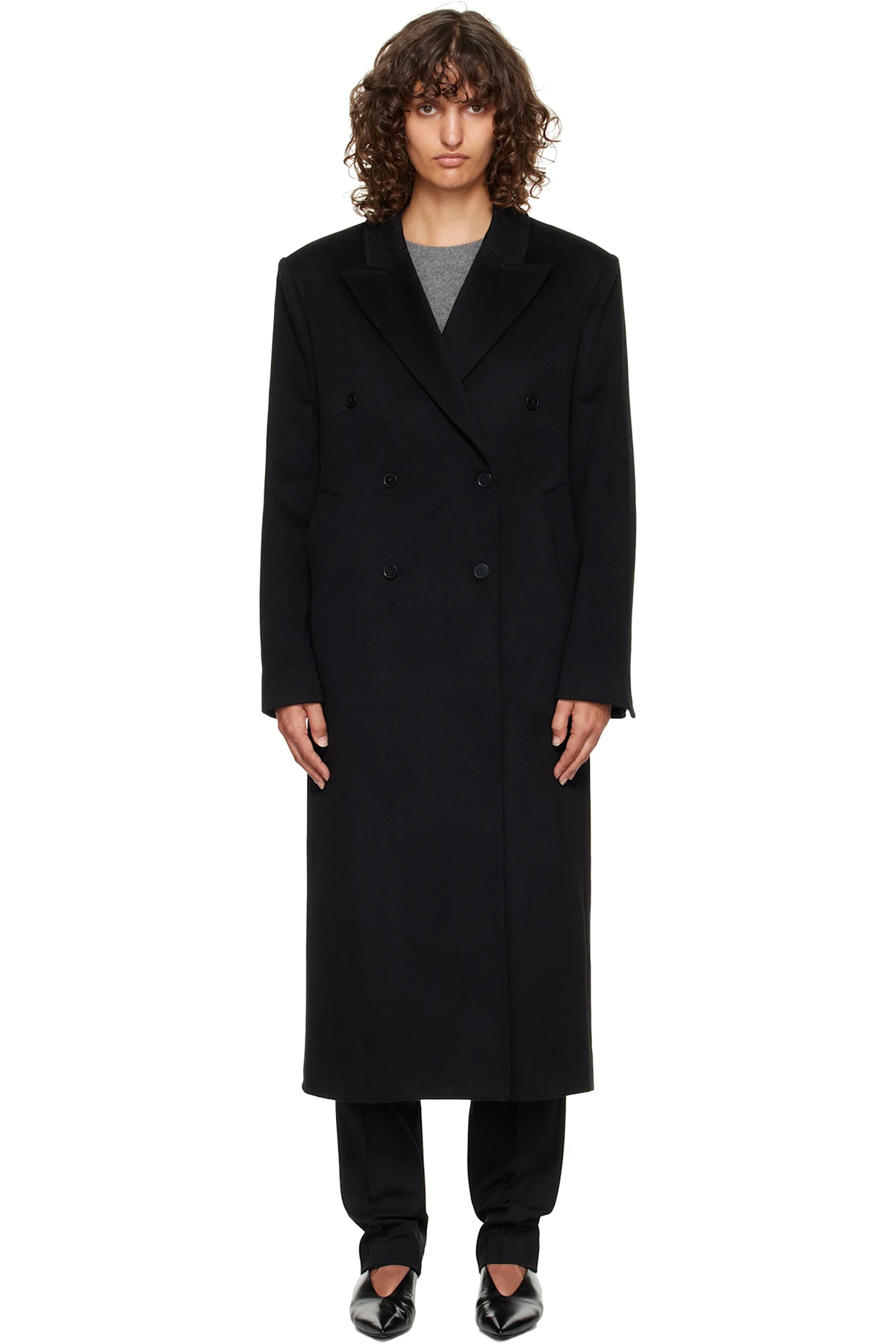 Black Rosco Double Breasted Long Coat