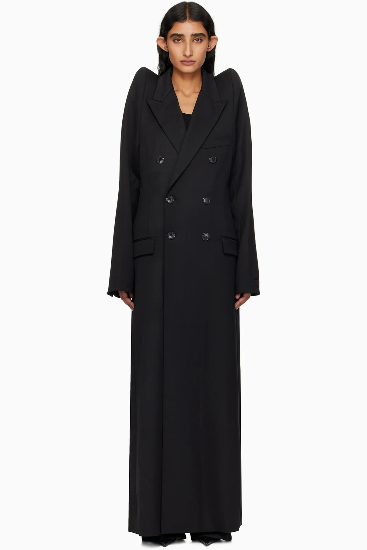 Black Tight Shoulder Tailored Coat